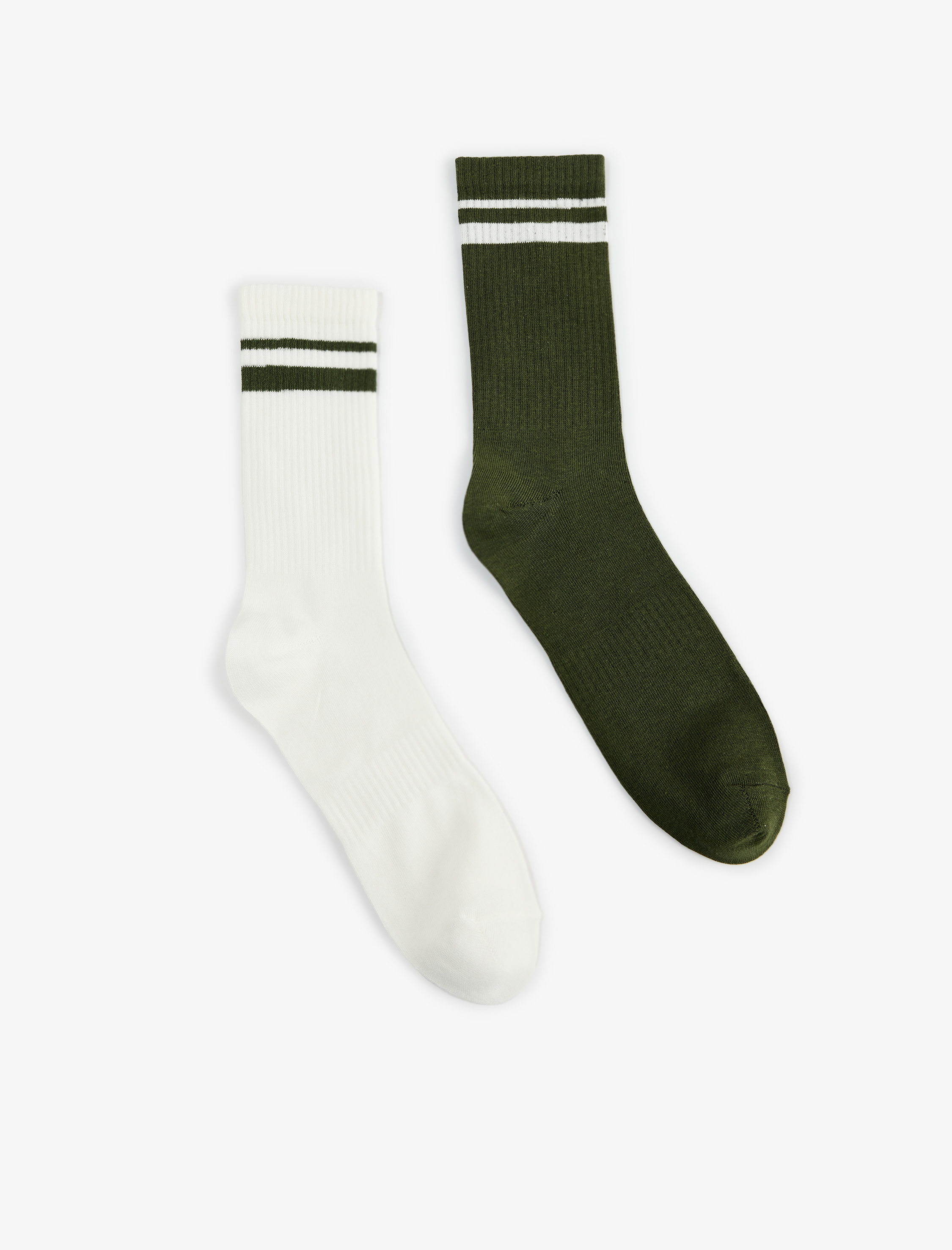  Erkek 2'li Çizgili Soket Tenis Çorap Seti