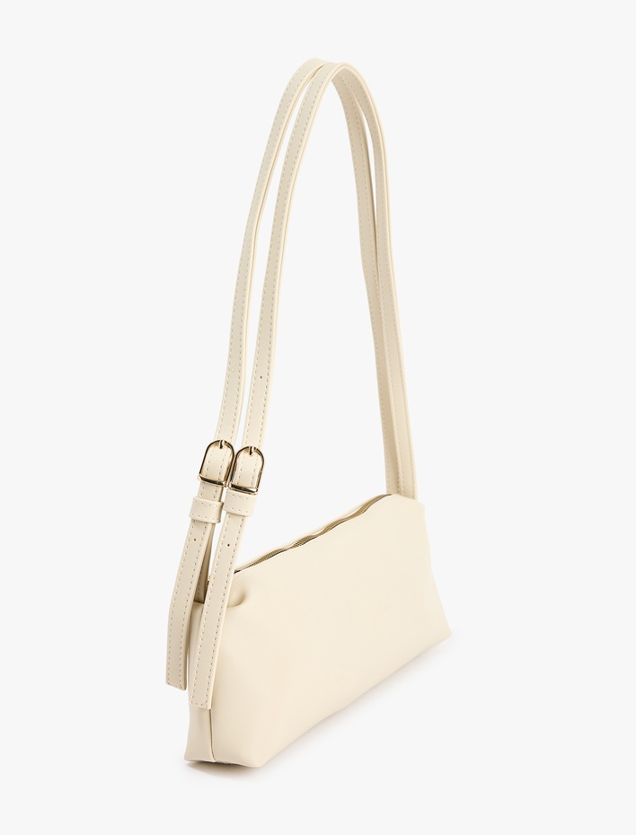 Kadın Suni Deri Askılı Fermuarlı Baget Çanta