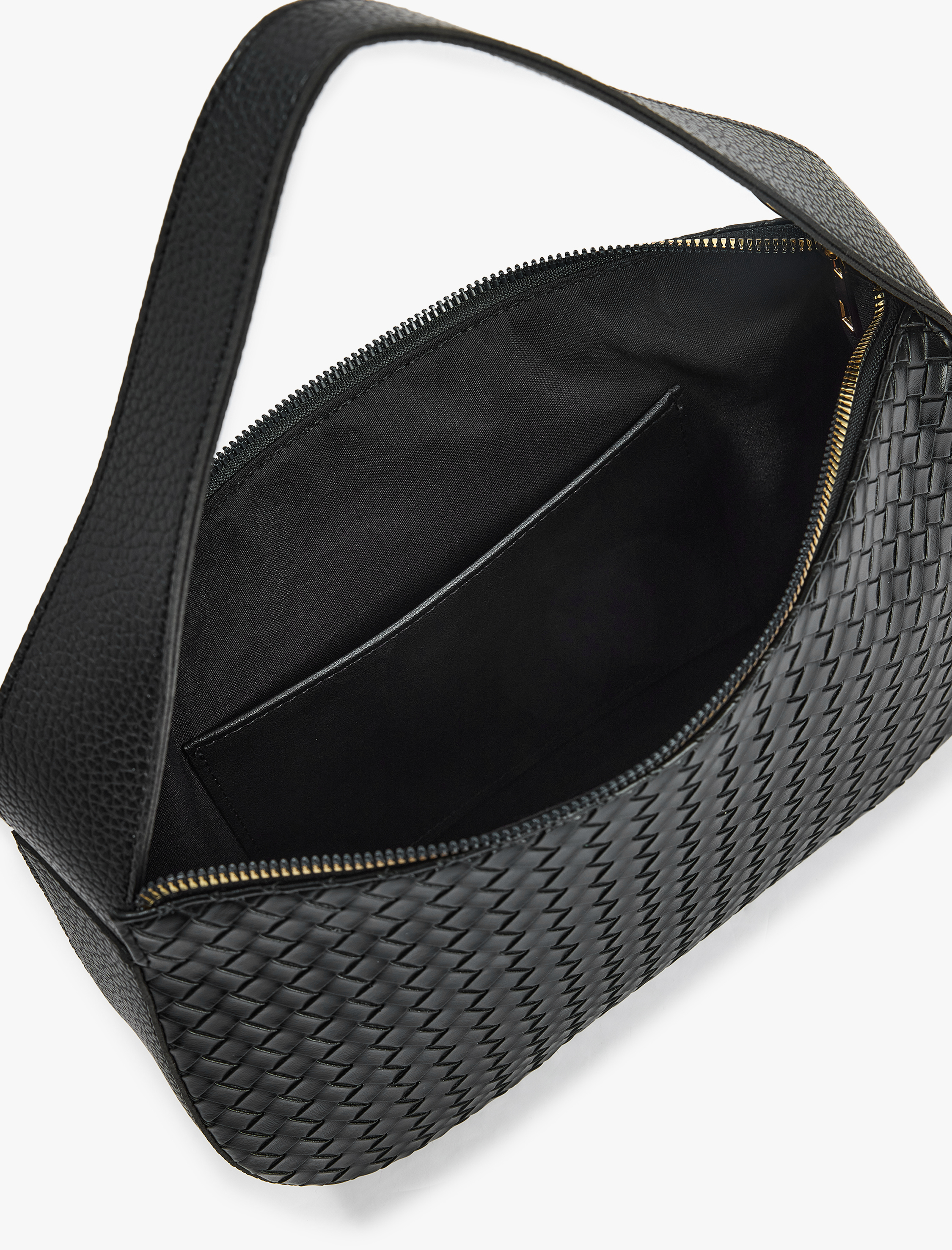  Kadın Örgü Desenli Fermuarlı Suni Deri El Çantası