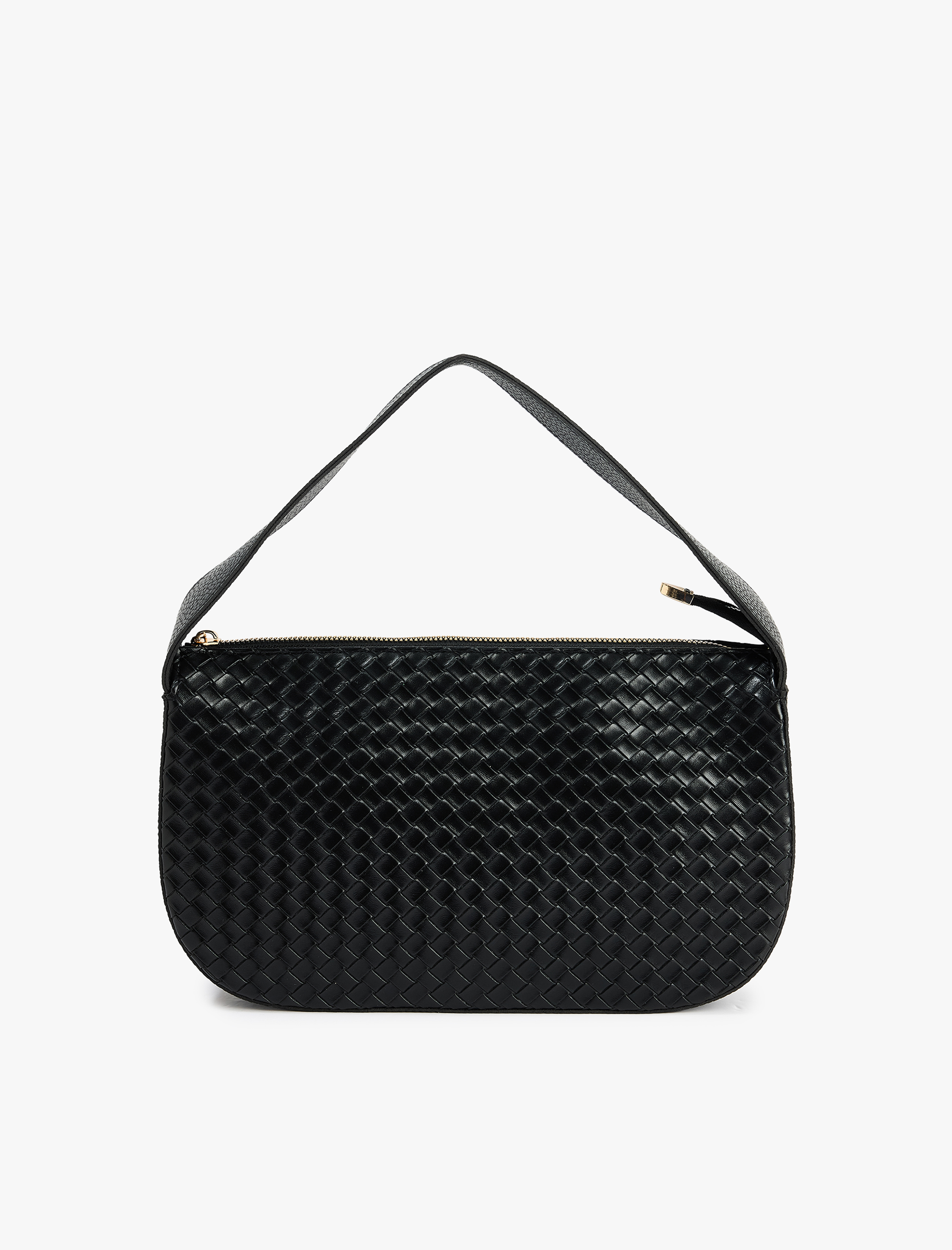  Kadın Örgü Desenli Fermuarlı Suni Deri El Çantası