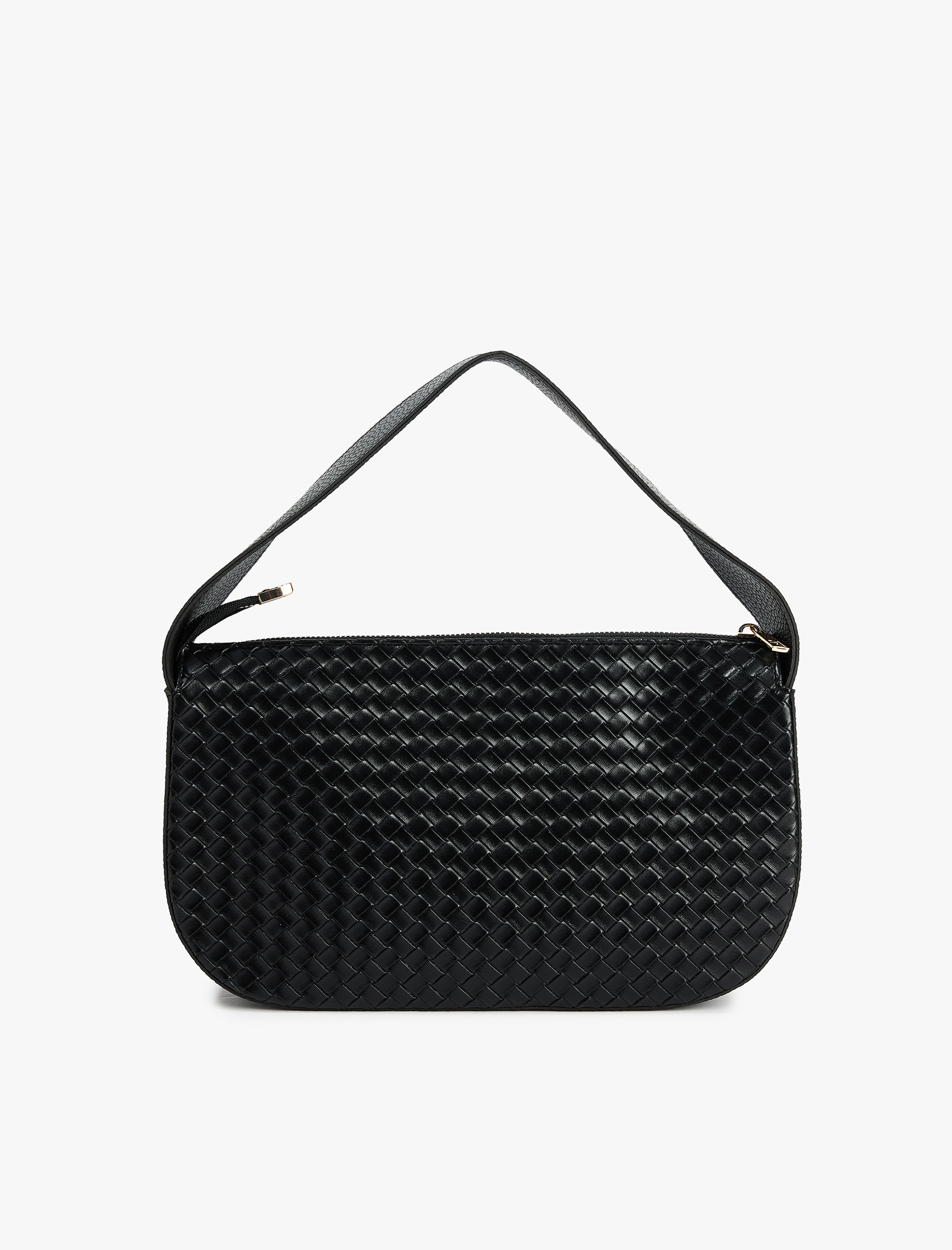  Kadın Örgü Desenli Fermuarlı Suni Deri El Çantası