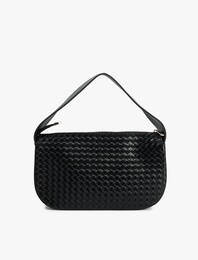 Örgü Desenli Fermuarlı Suni Deri El Çantası