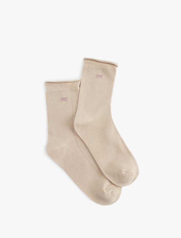 Kız Çocuk Kurdele Baskılı Viskon Soket Çorap