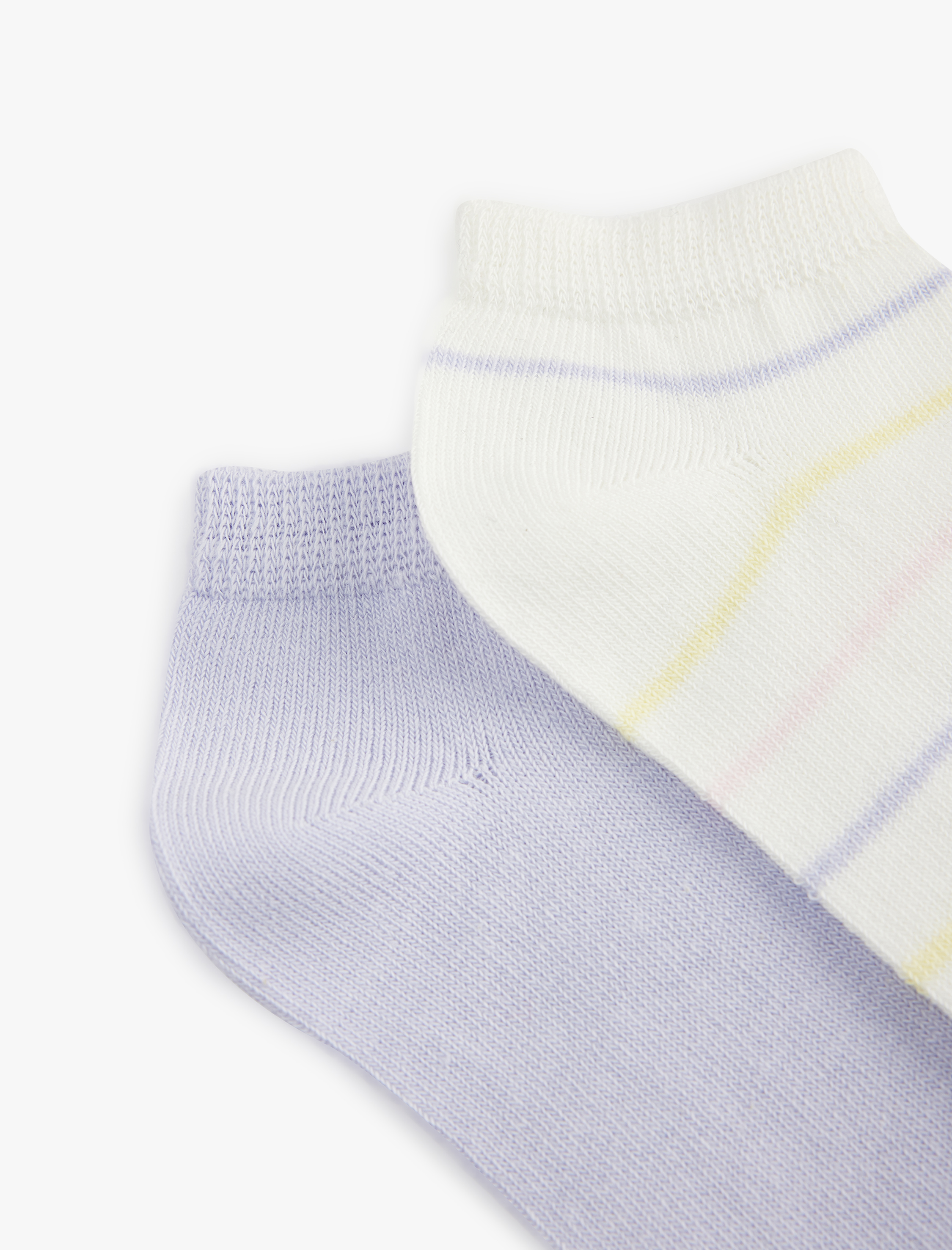  Kız Çocuk Pamuklu Çizgili 2'li Patik Çorap Seti