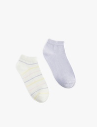 Pamuklu Çizgili 2'li Patik Çorap Seti