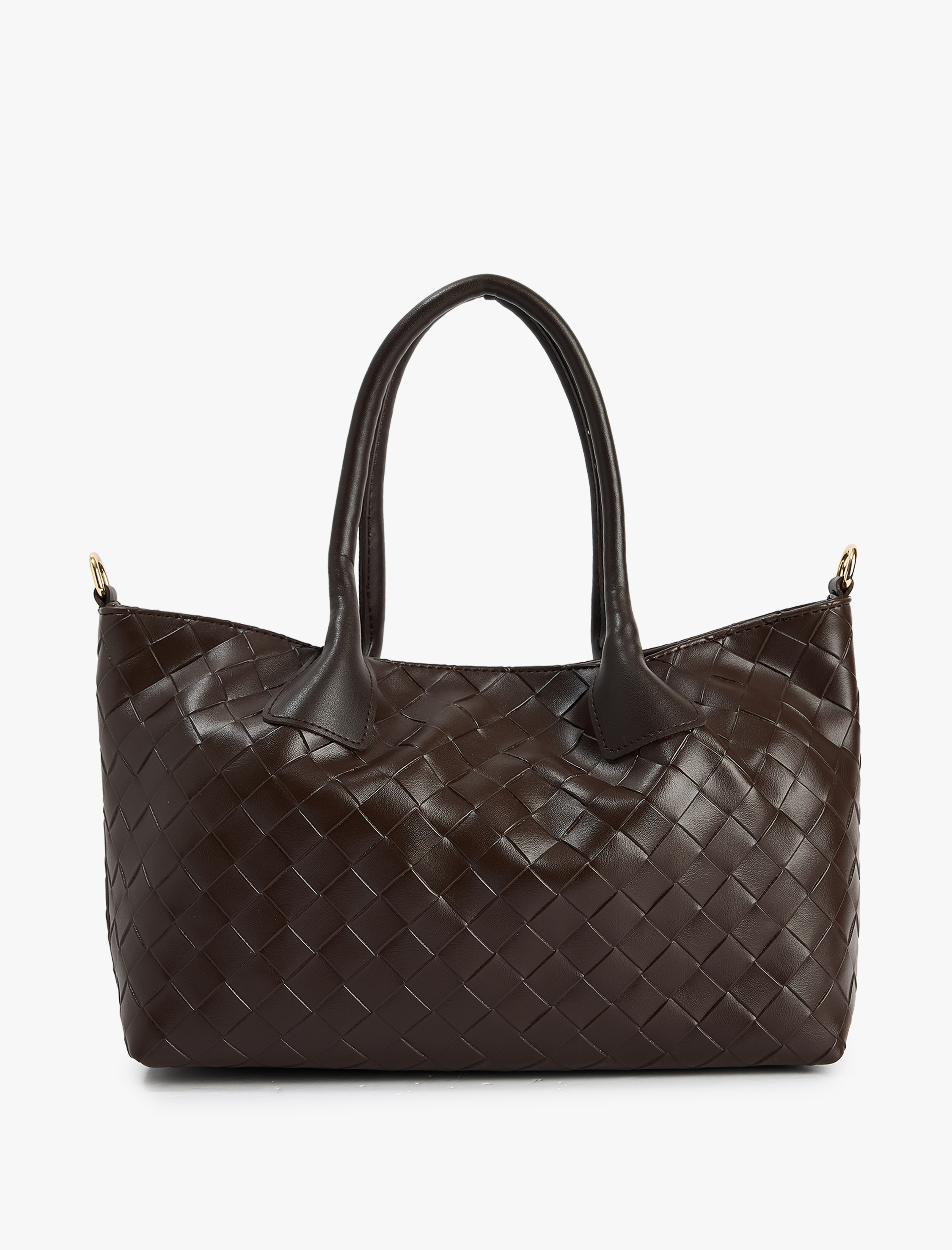  Kadın Örgü Desenli Askılı Fermuarlı Suni Deri Omuz Çantası