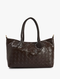 Örgü Desenli Askılı Fermuarlı Suni Deri Omuz Çantası