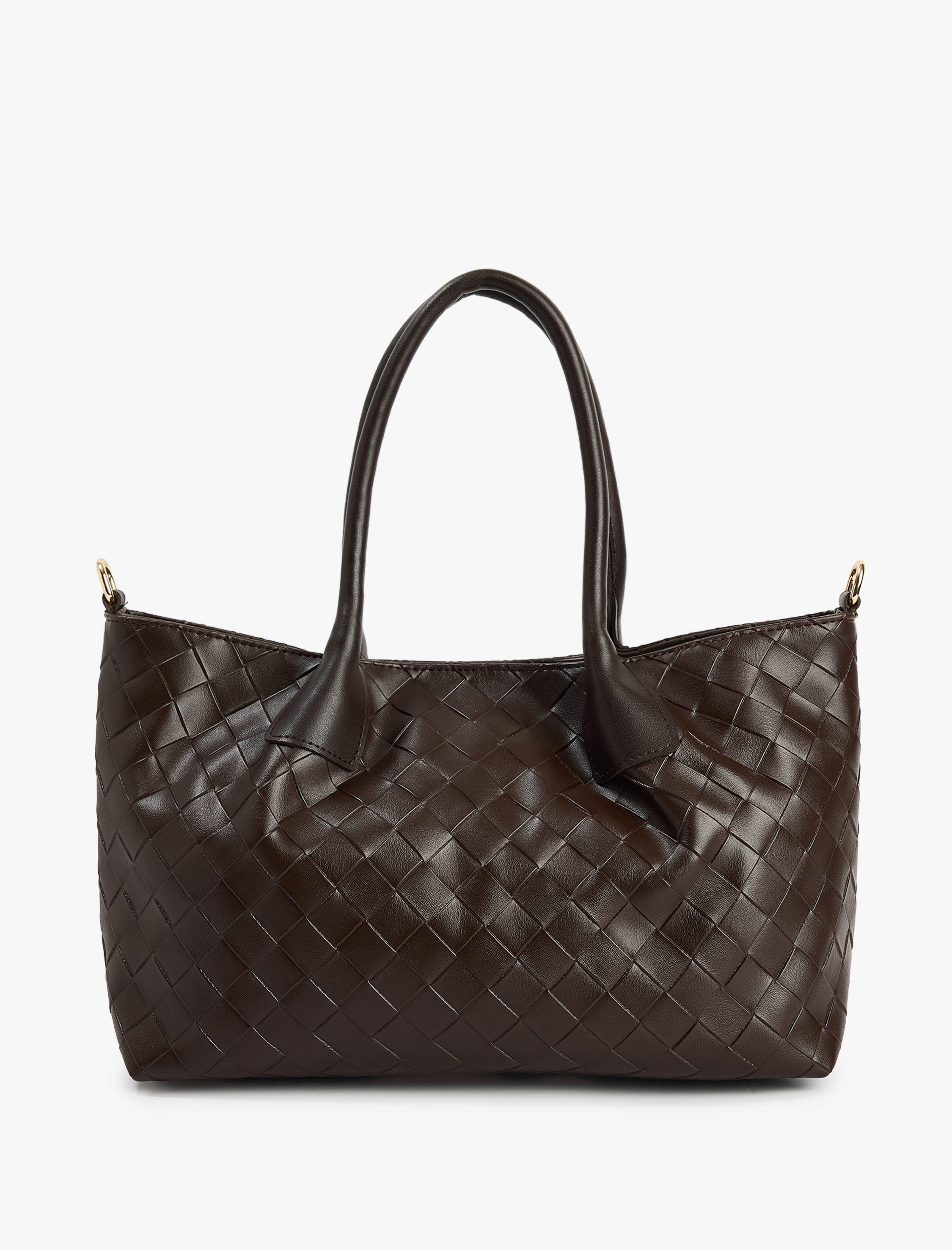  Kadın Örgü Desenli Askılı Fermuarlı Suni Deri Omuz Çantası