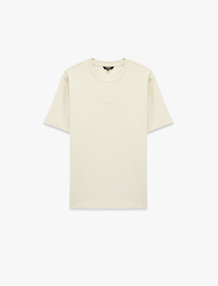  Regular Fit Bisiklet Yaka Pamuklu Kısa Kollu Baskılı Tişört