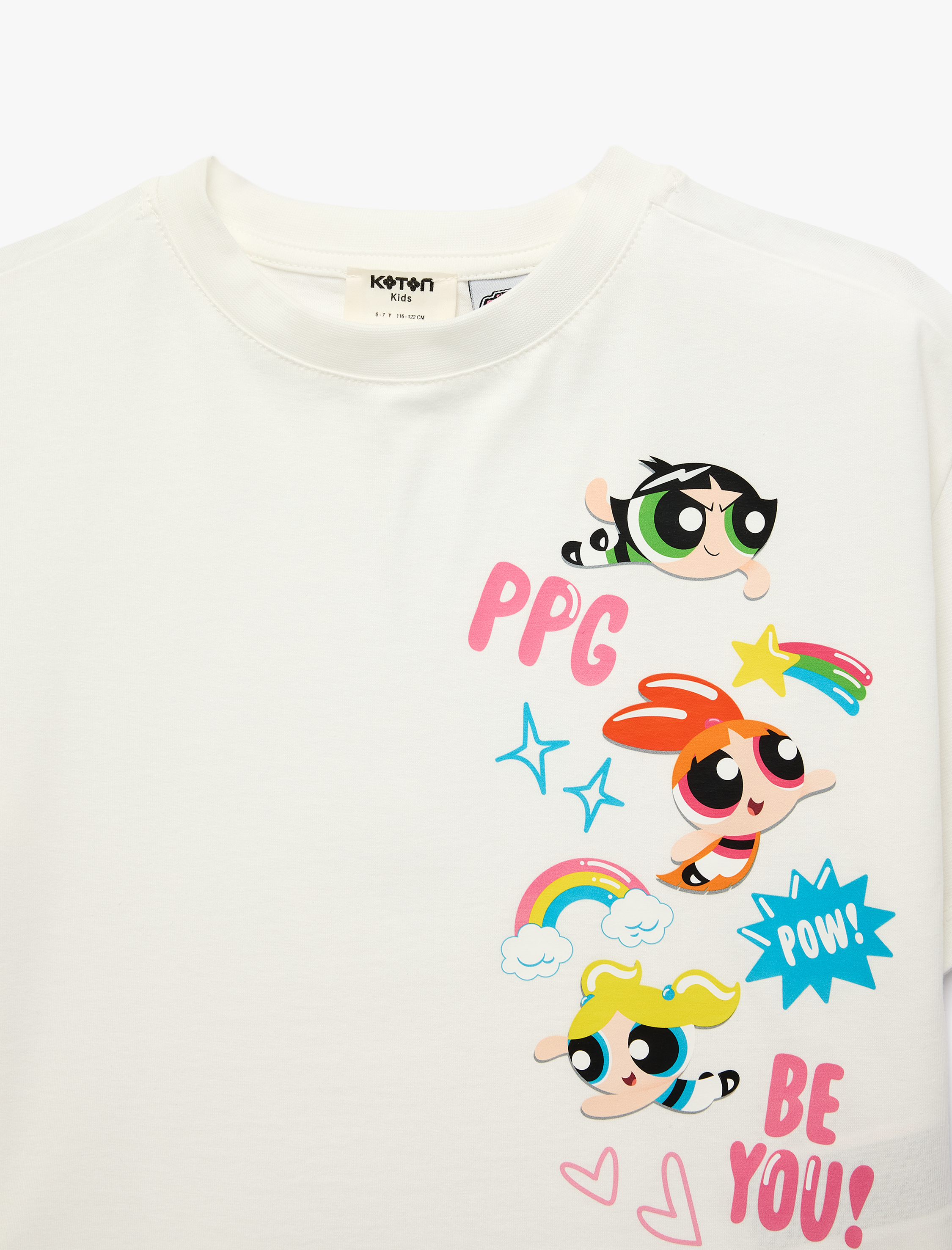  Kız Çocuk Pamuklu Kısa Kollu Bisiklet Yaka Lisanslı Powerpuff Girls Tişört