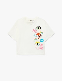 Pamuklu Kısa Kollu Bisiklet Yaka Lisanslı Powerpuff Girls Tişört