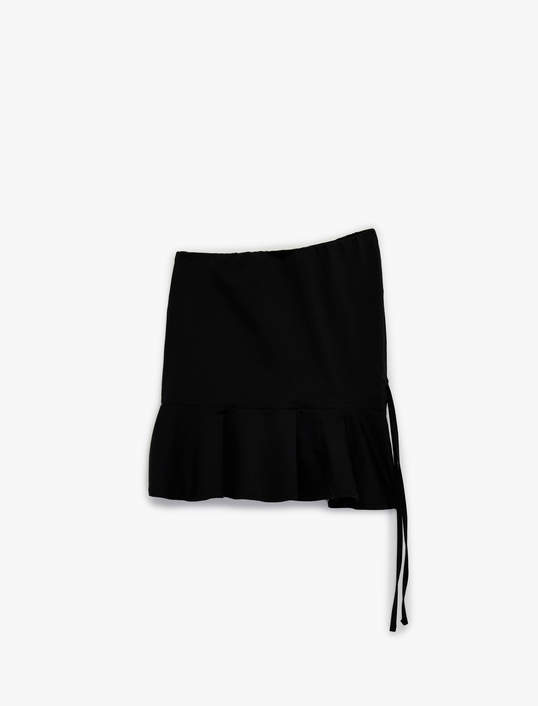   Büzgü Detaylı Yüksek Bel Fırfırlı Mini Pareo Etek