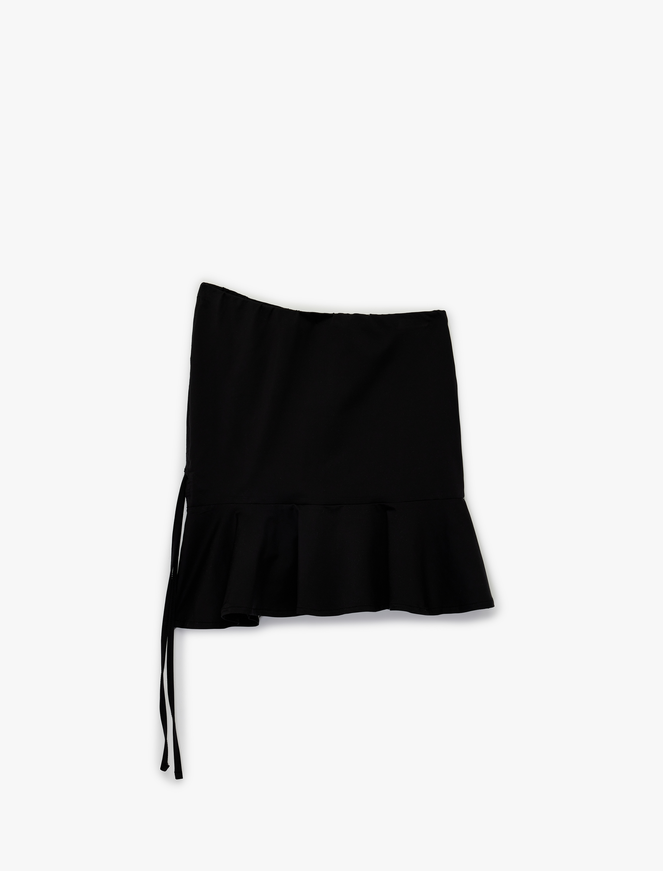   Büzgü Detaylı Yüksek Bel Fırfırlı Mini Pareo Etek