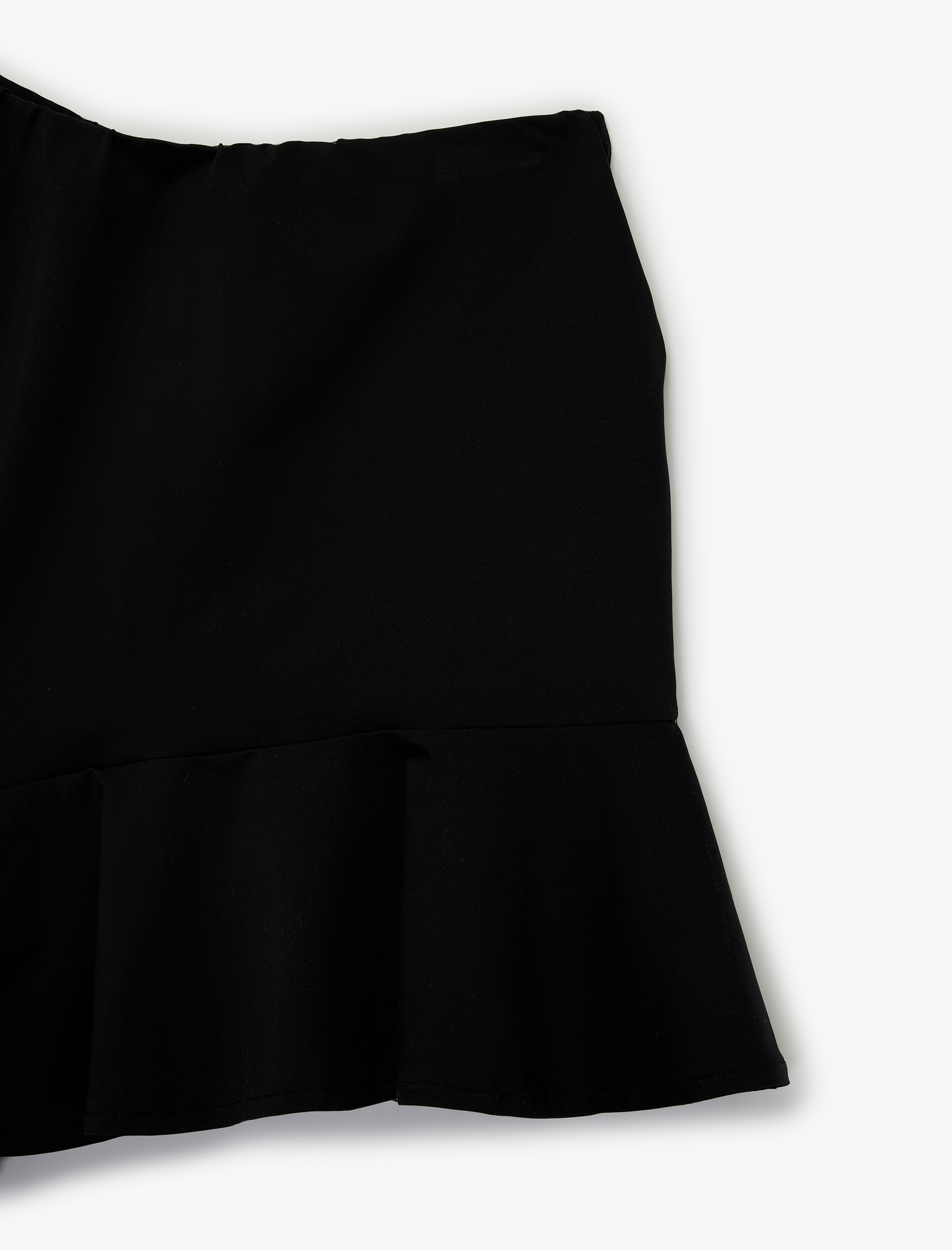   Büzgü Detaylı Yüksek Bel Fırfırlı Mini Pareo Etek