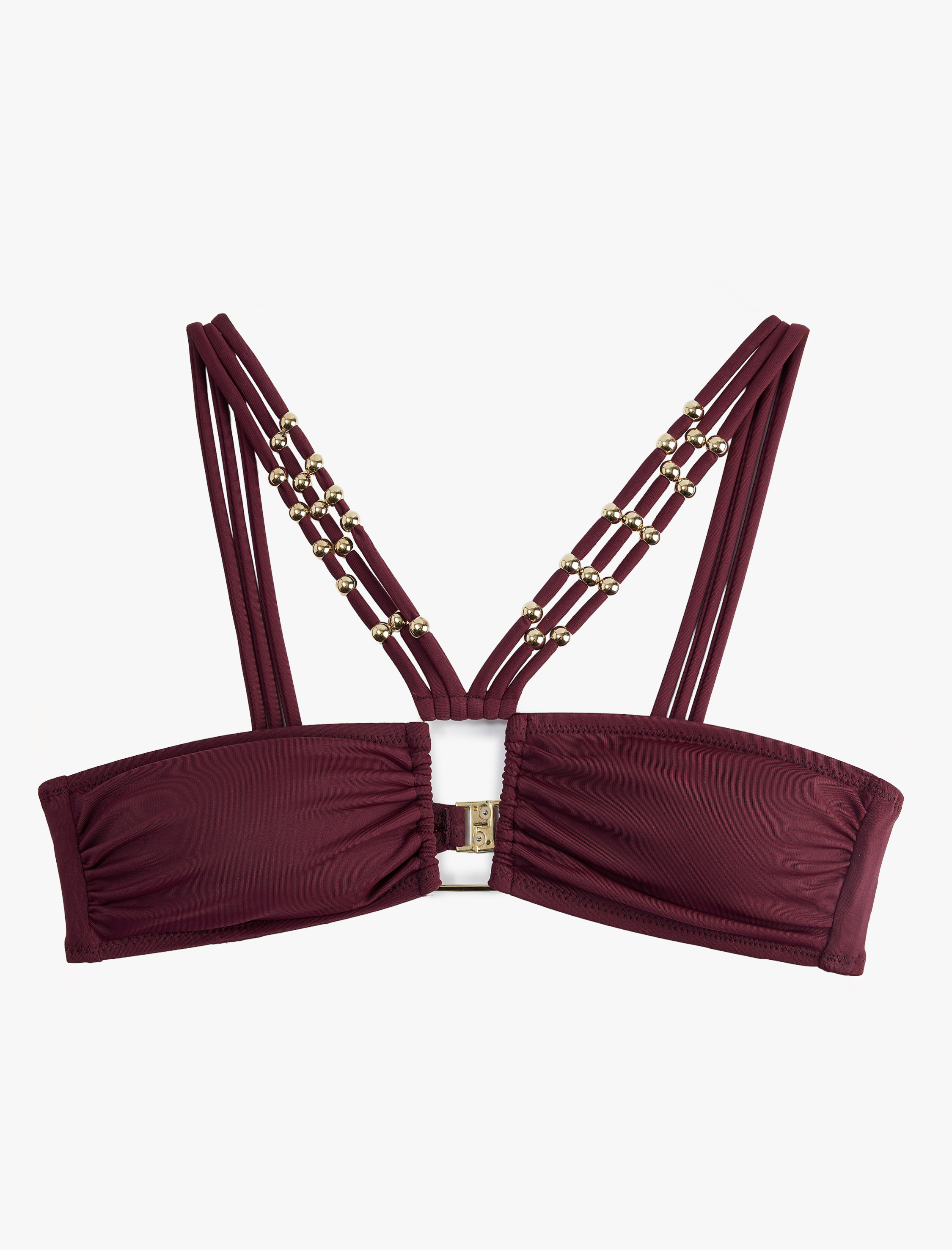   Boncuk ve Aksesuar Detaylı Çapraz Askılı Bikini Üstü