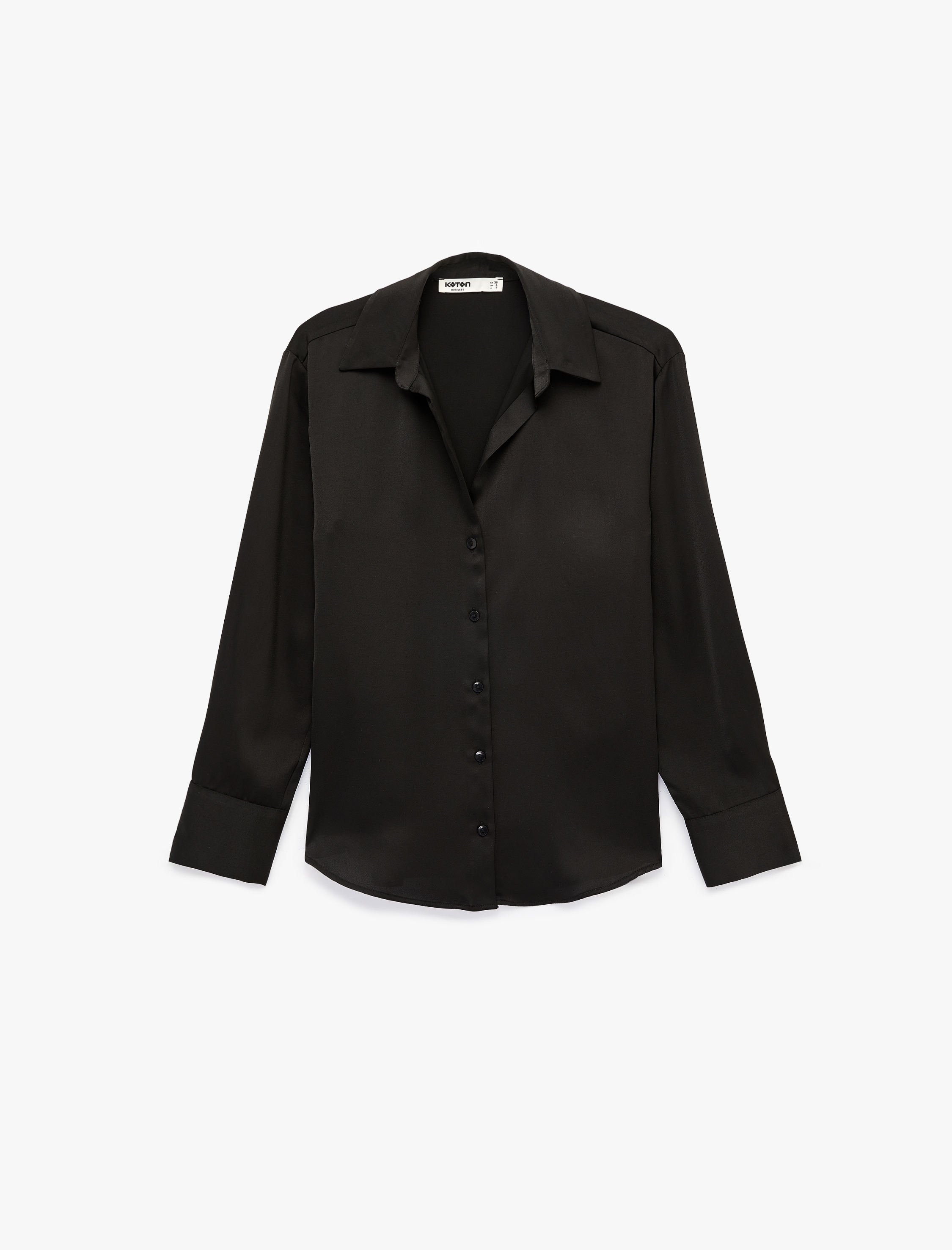   Regular Fit Uzun Kollu Klasik Yaka Düğmeli Saten Gömlek