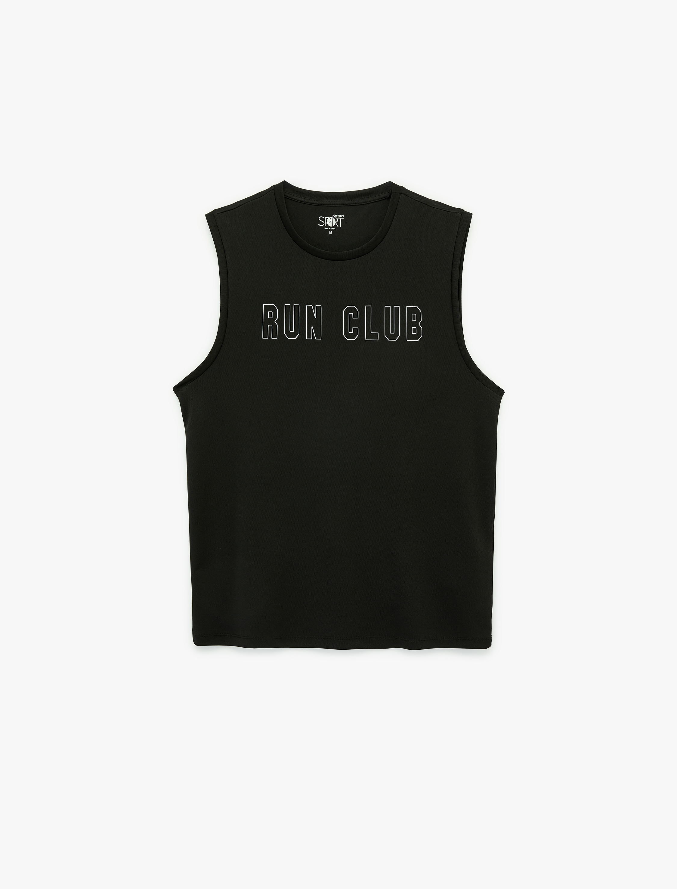   Regular Fit Kolsuz Bisiklet Yaka Baskılı Spor Atleti