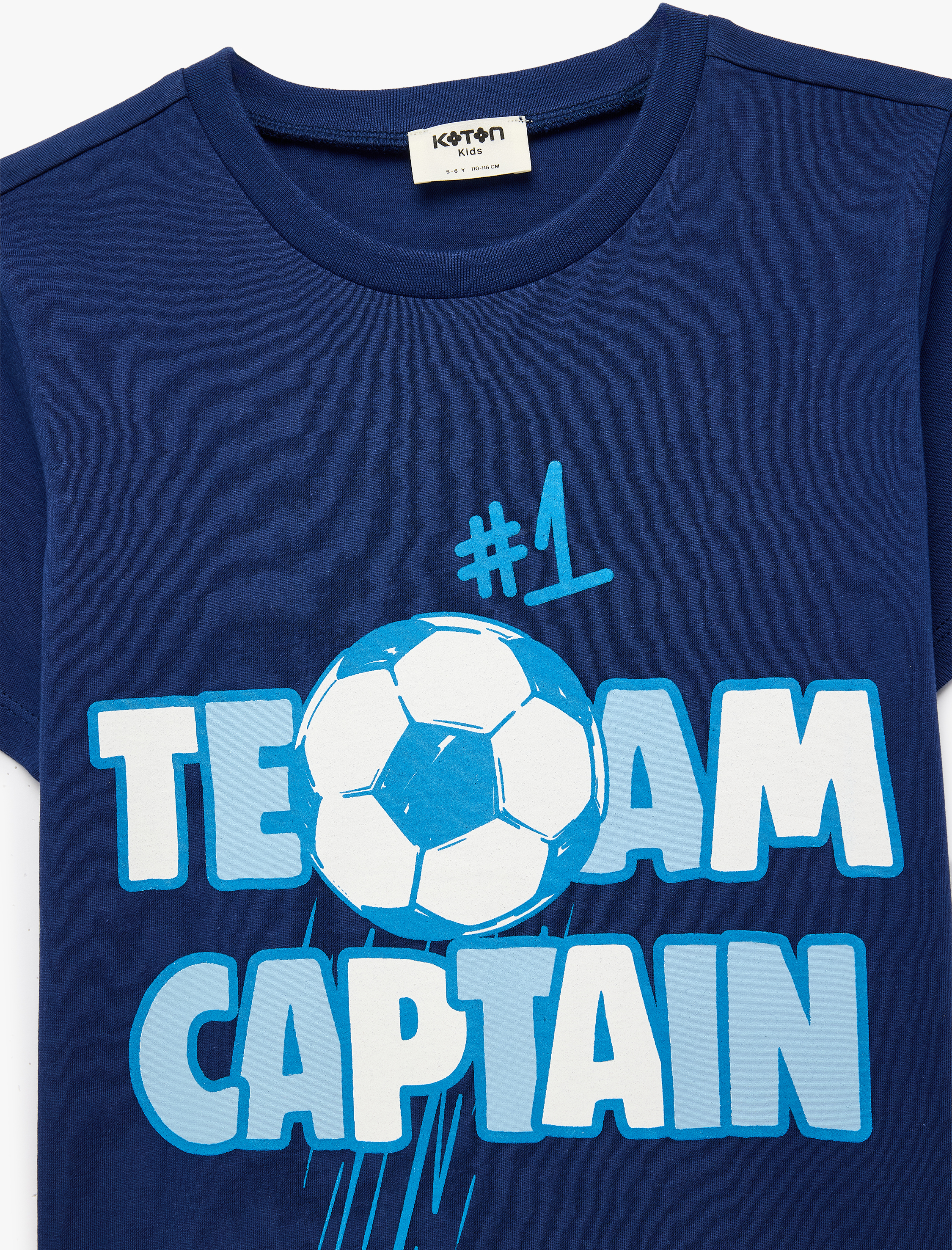  Erkek Çocuk Pamuklu Bisiklet Yaka Kısa Kollu Futbol Temalı Baskılı Tişört