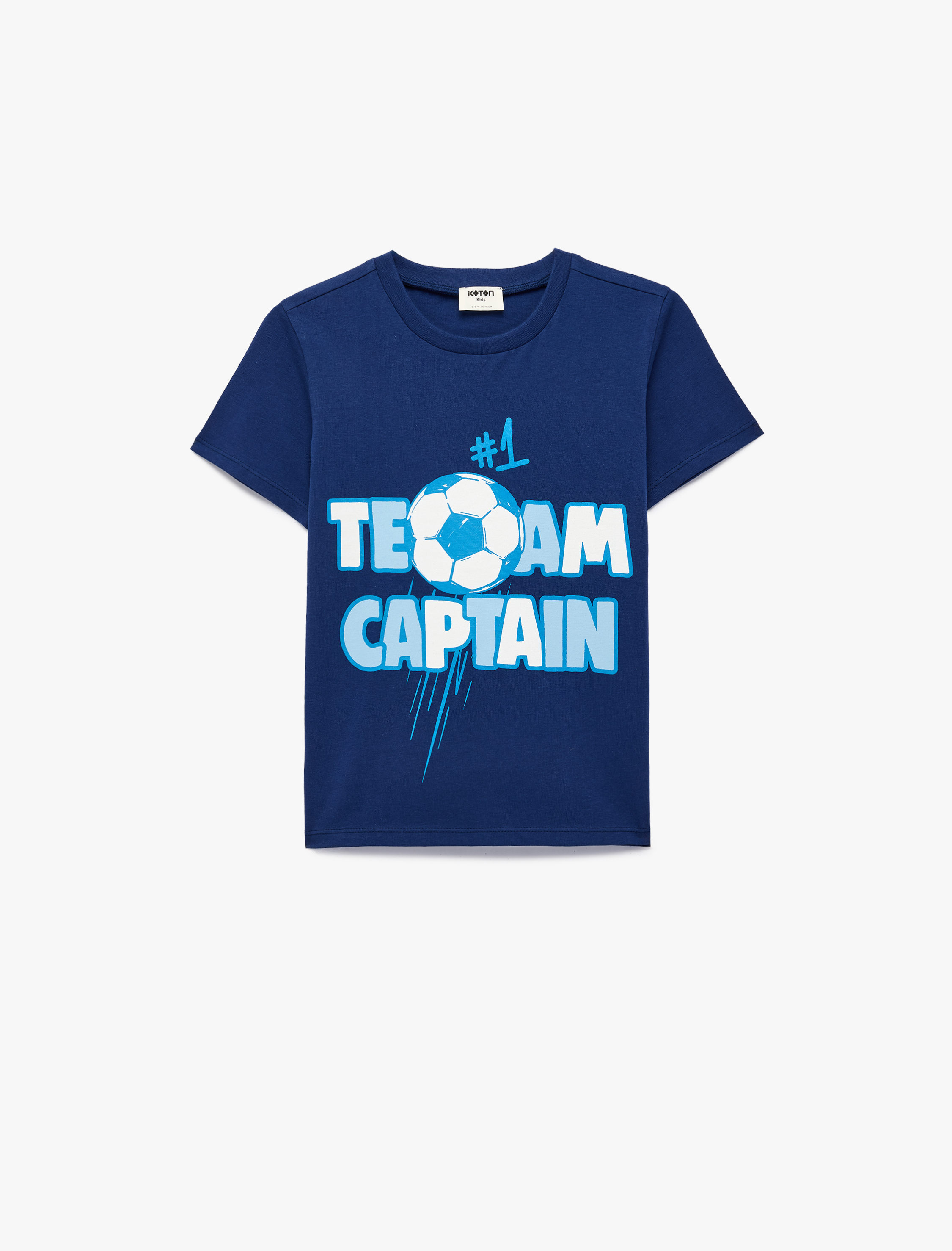  Erkek Çocuk Pamuklu Bisiklet Yaka Kısa Kollu Futbol Temalı Baskılı Tişört