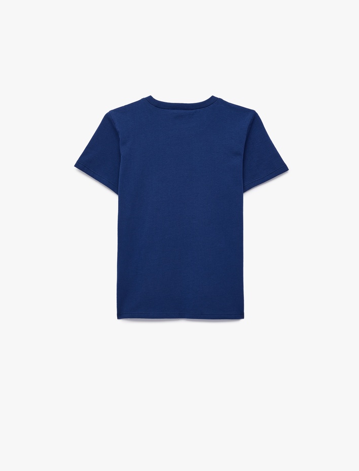 Erkek Çocuk Pamuklu Bisiklet Yaka Kısa Kollu Futbol Temalı Baskılı Tişört