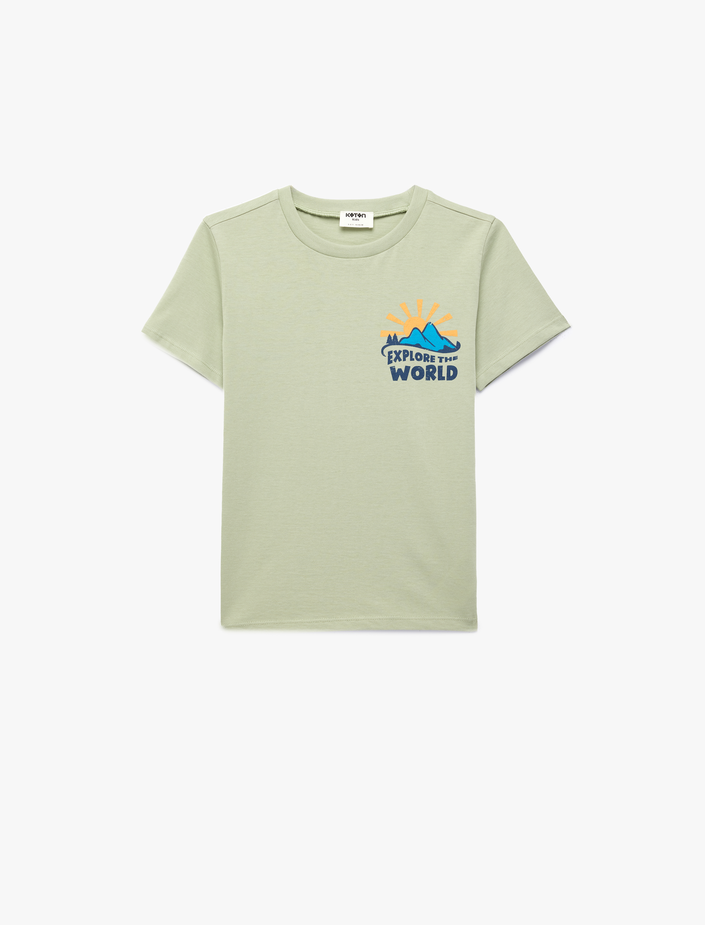  Erkek Çocuk Pamuklu Baskı Detaylı Kısa Kollu Bisiklet Yaka Tişört