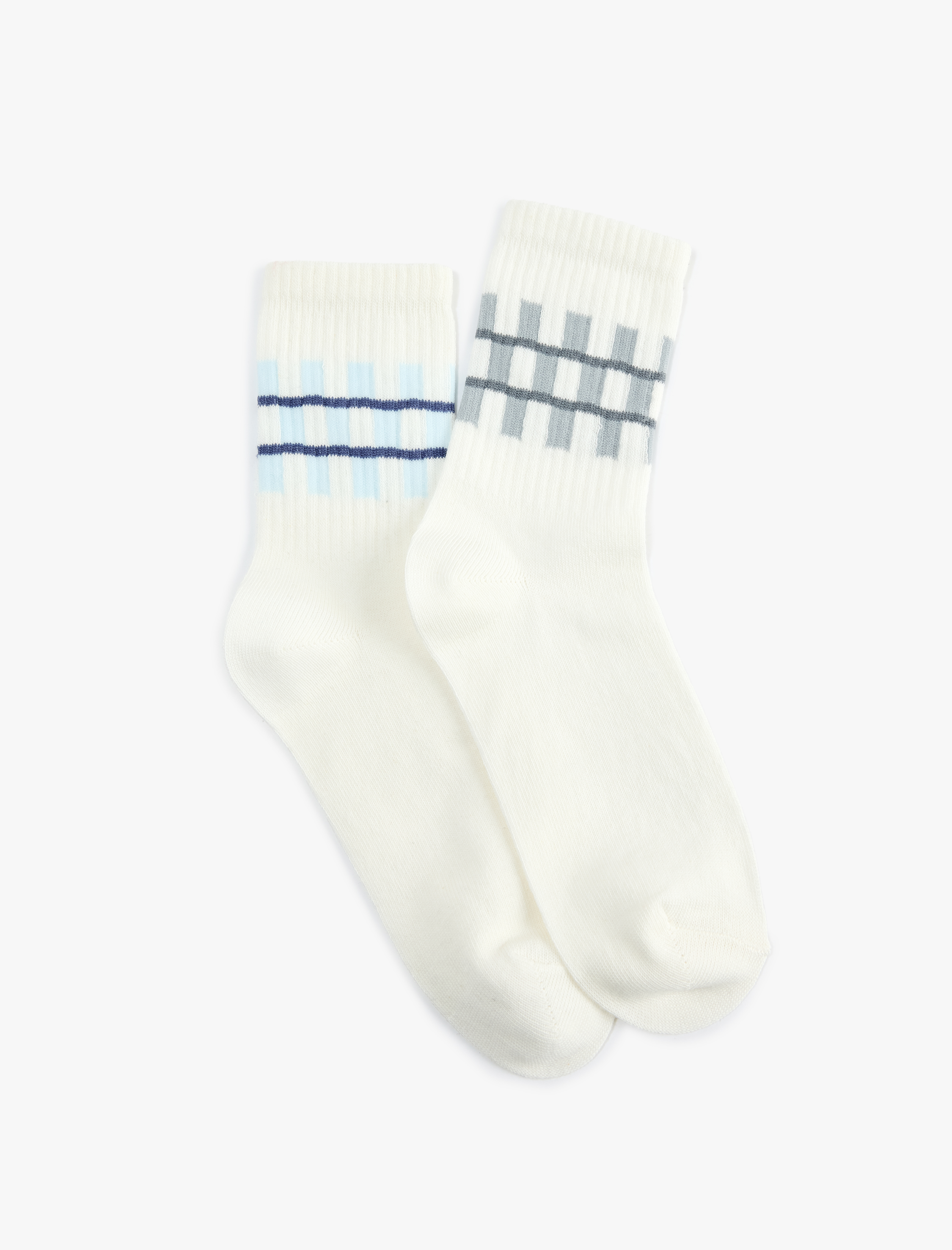  Erkek Çocuk Geometrik Desenli 2'li Soket Tenis Çorap Seti