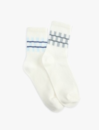 Geometrik Desenli 2'li Soket Tenis Çorap Seti