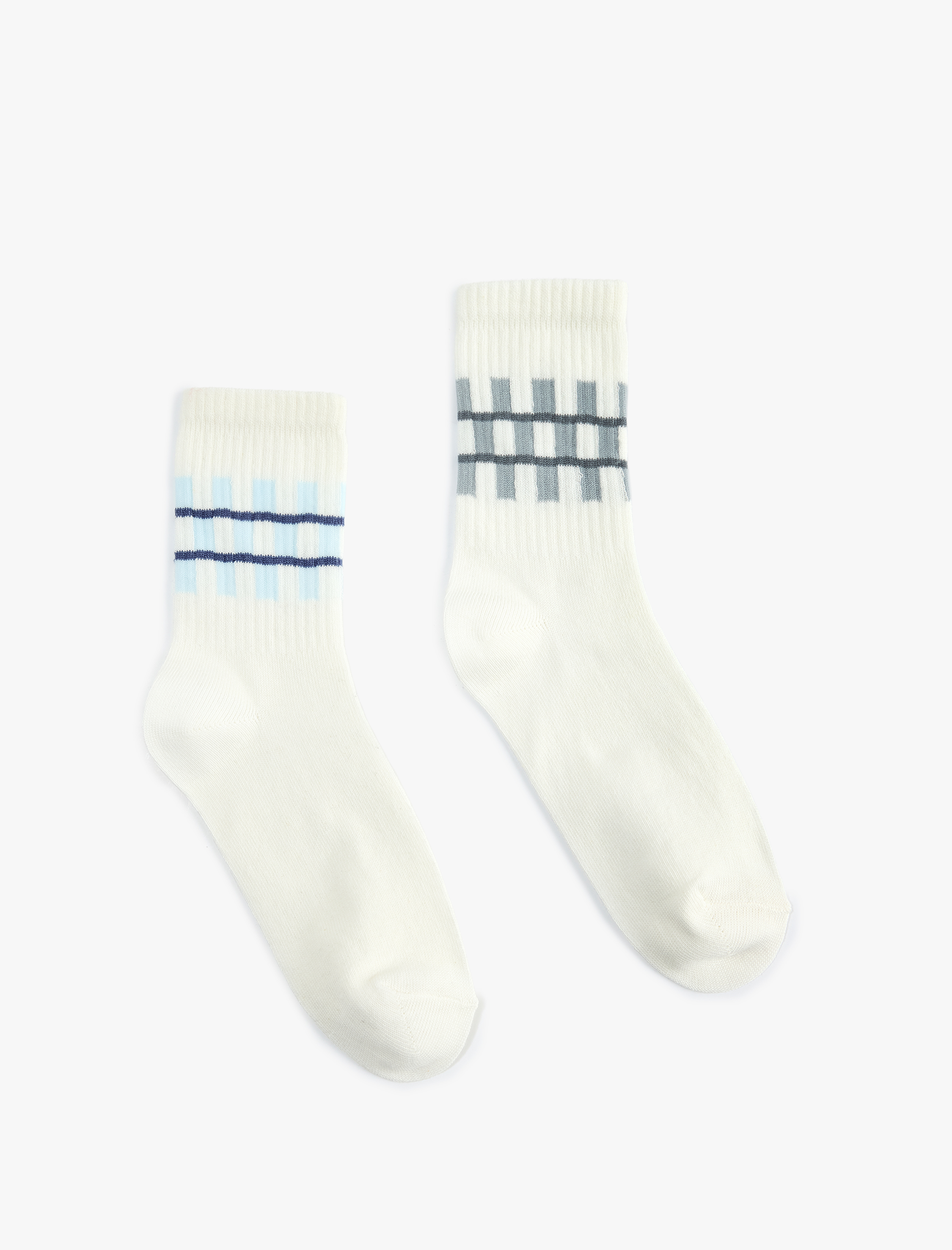  Erkek Çocuk Geometrik Desenli 2'li Soket Tenis Çorap Seti