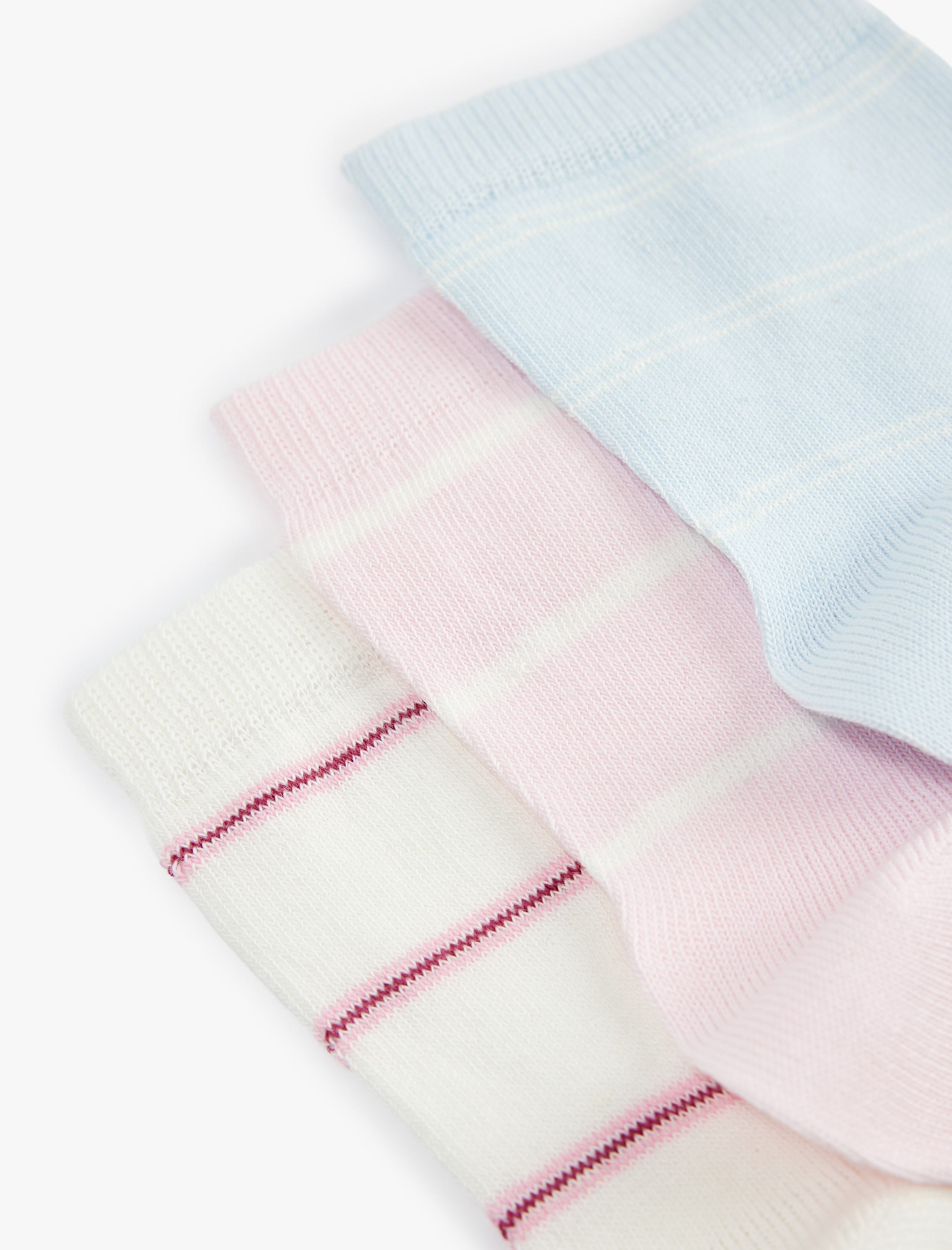  Kadın Çok Renkli Çizgili Pamuklu 3'lü Soket Çorap Seti