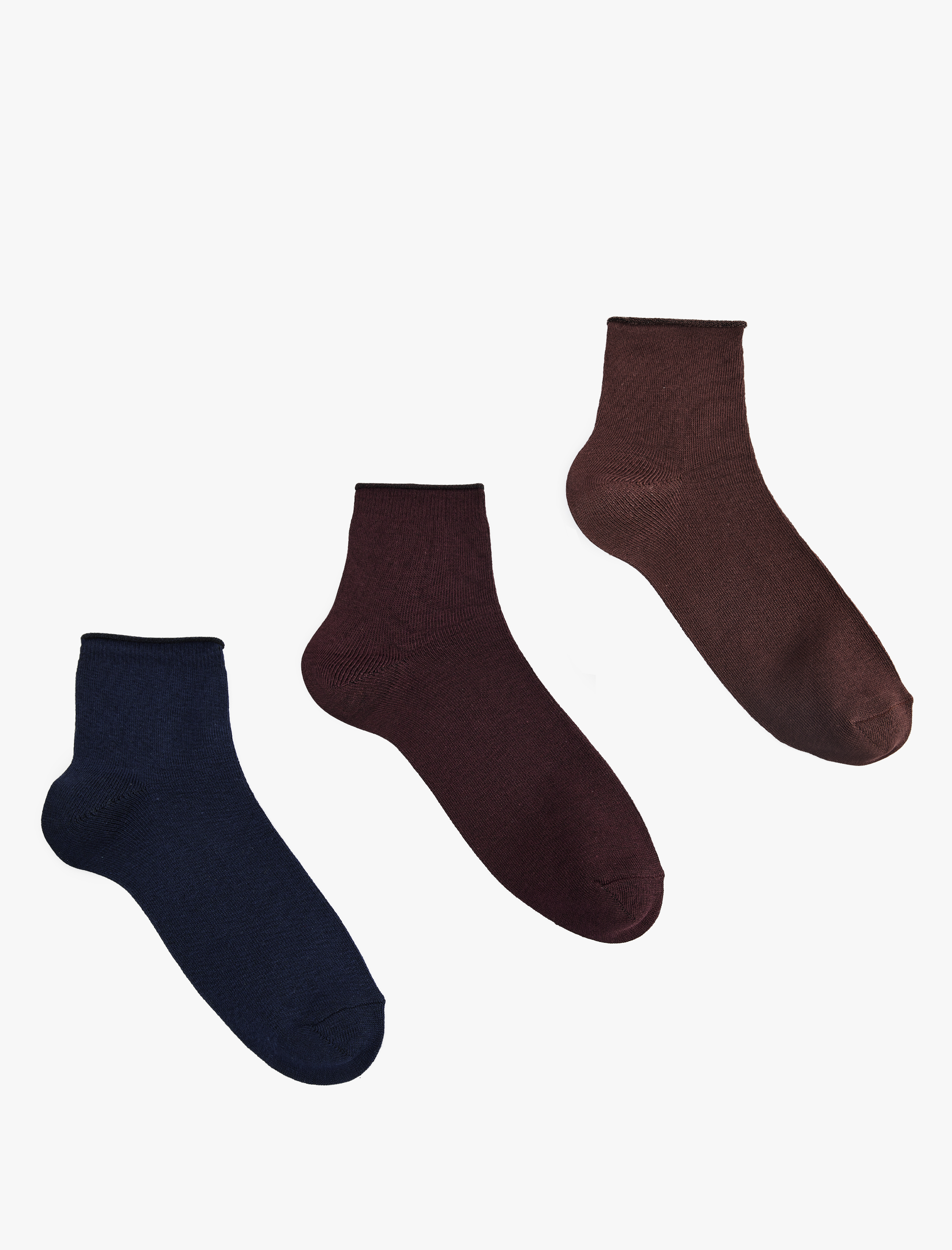  Kadın Çok Renkli Basic 3'lü Soket Çorap Seti