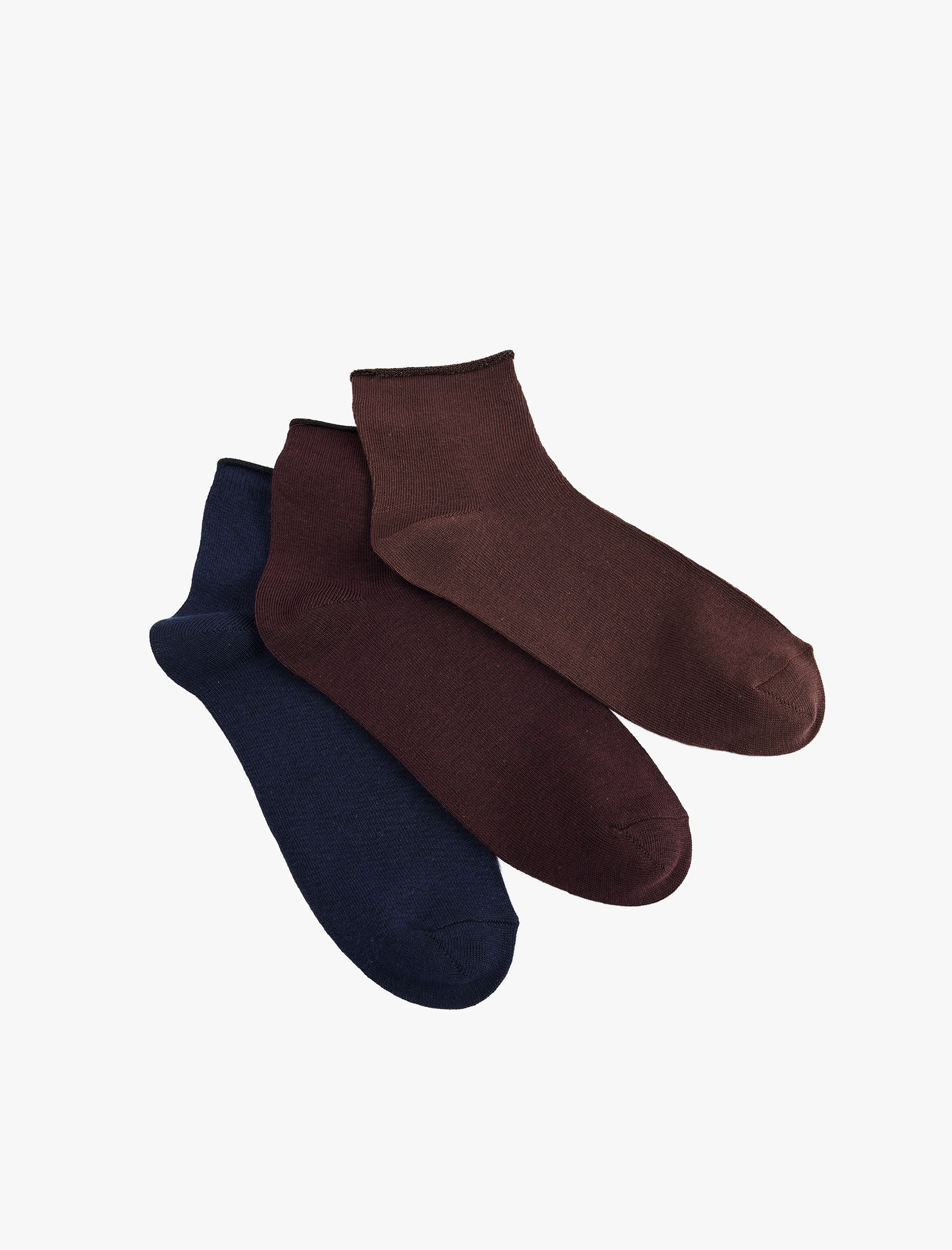  Kadın Çok Renkli Basic 3'lü Soket Çorap Seti