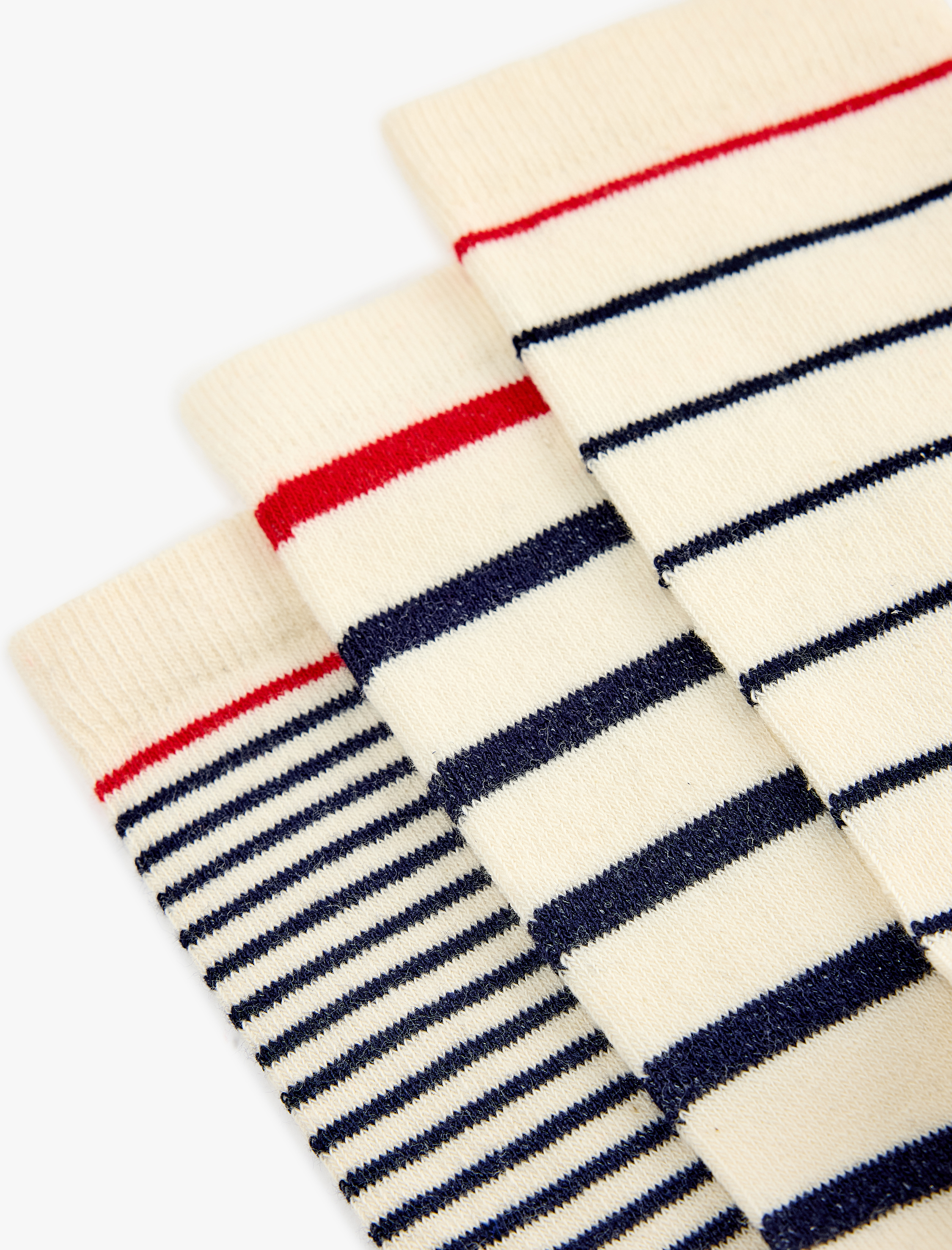  Kadın Çizgili Pamuklu 3'lü Soket Çorap Seti