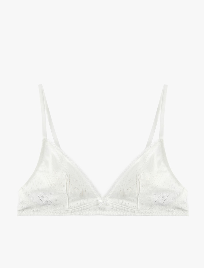  Kurdele Detaylı Balensiz Pamuklu Dolgusuz Soft Sütyen