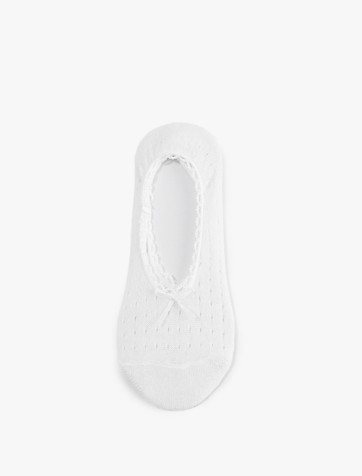 Kadın Dantel Detaylı Fiyonklu 2'li Spor Çorap Seti