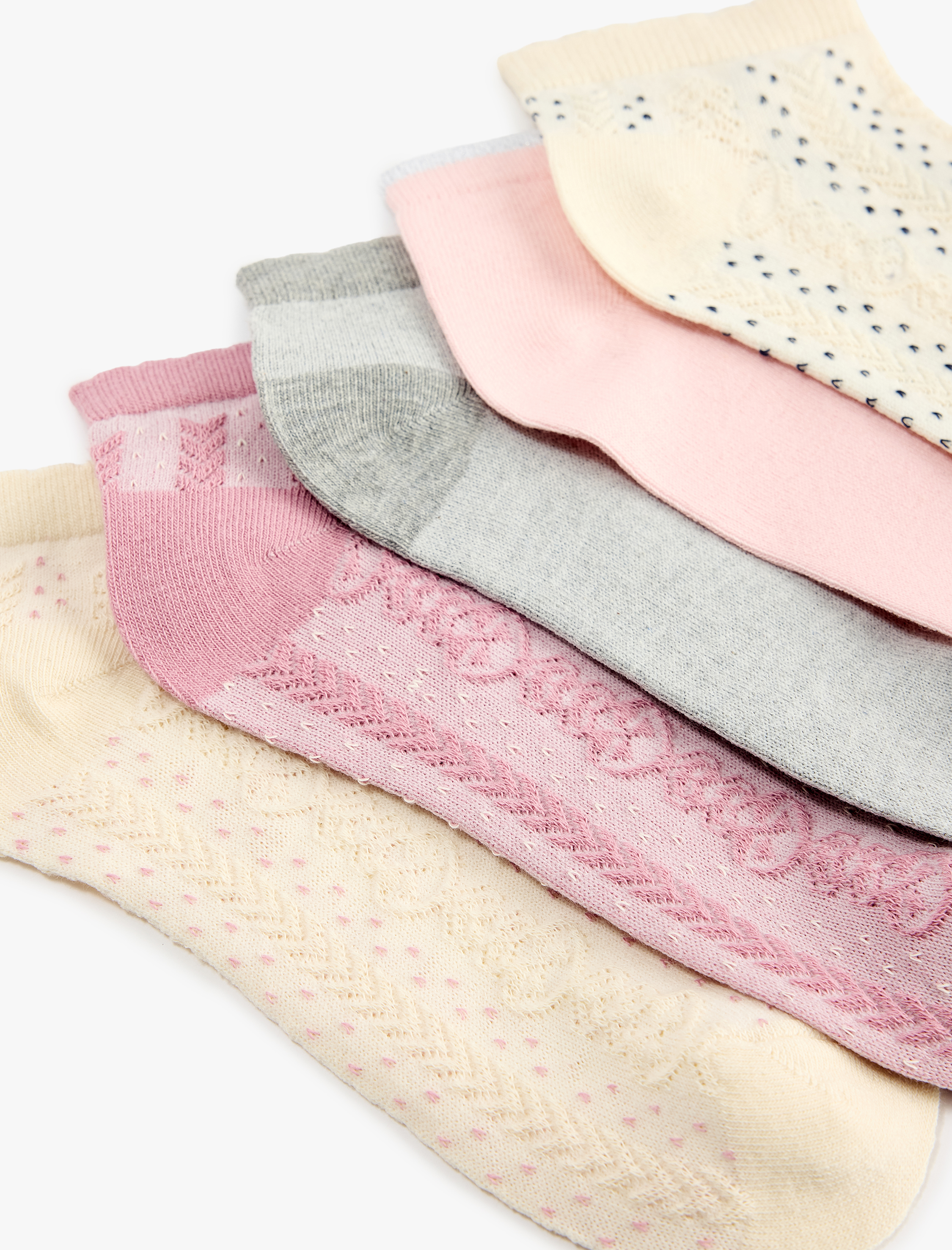  Kadın Çok Renkli Desenli Pamuklu 5'li Patik Çorap Seti