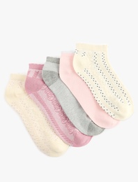 Çok Renkli Desenli Pamuklu 5'li Patik Çorap Seti
