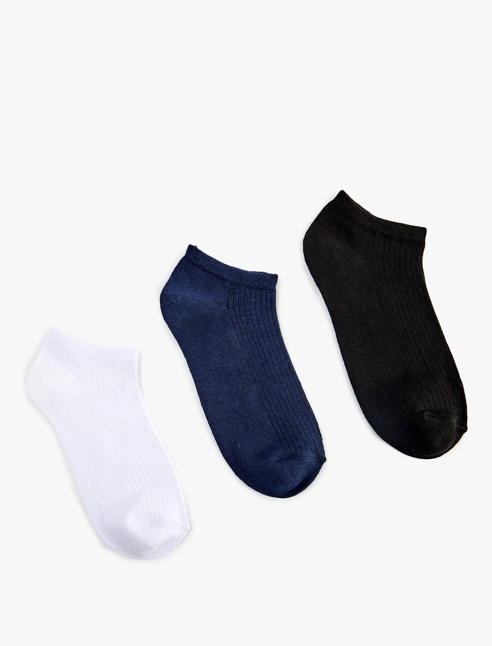 Erkek Çok Renkli Pamuklu 3'lü Patik Çorap Seti
