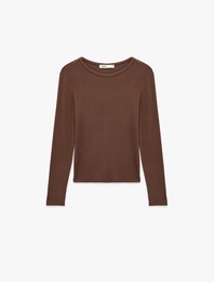 Slim Fit Uzun Kollu Bisiklet Yaka Basic Tişört