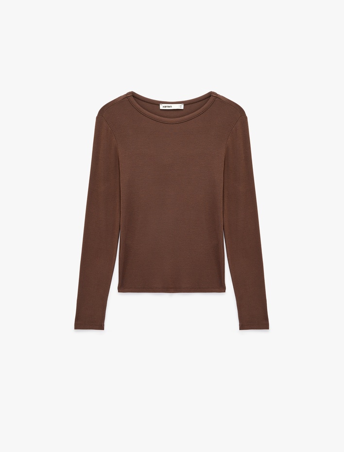  Slim Fit Uzun Kollu Bisiklet Yaka Basic Tişört