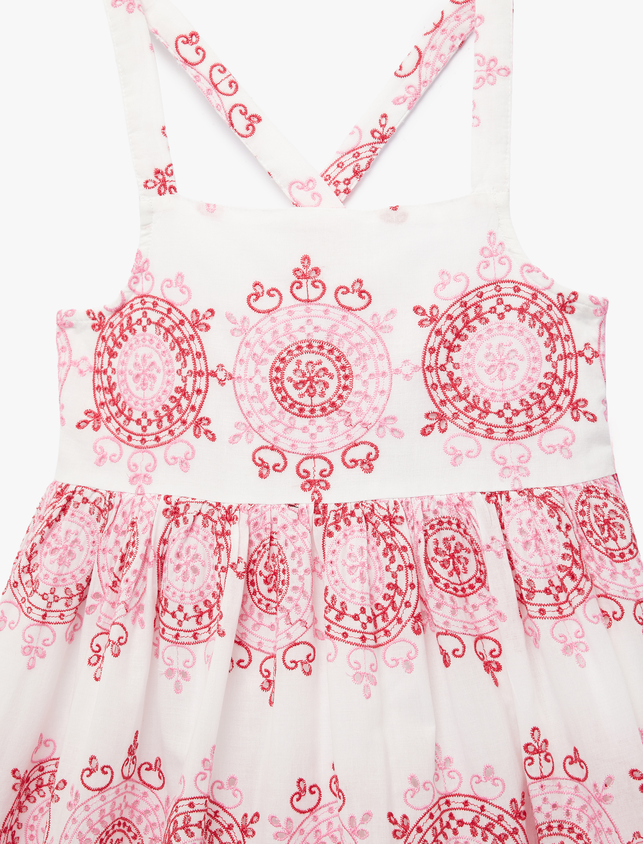  Kız Çocuk Kare Yaka Çapraz Askılı Pamuklu Kloş Elbise