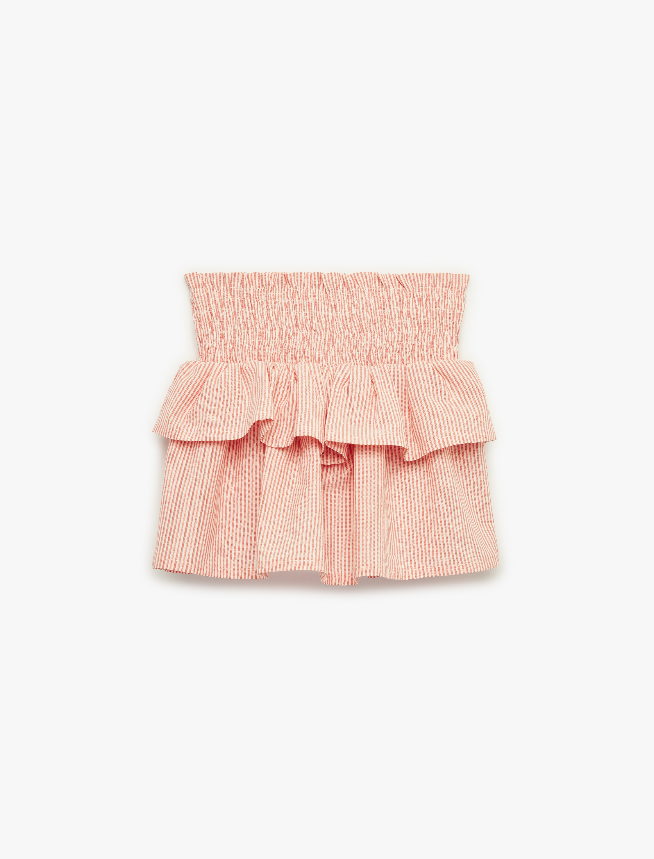  Kız Bebek Katlı Gipeli Yüksek Bel Pamuklu Çizgili Mini Etek