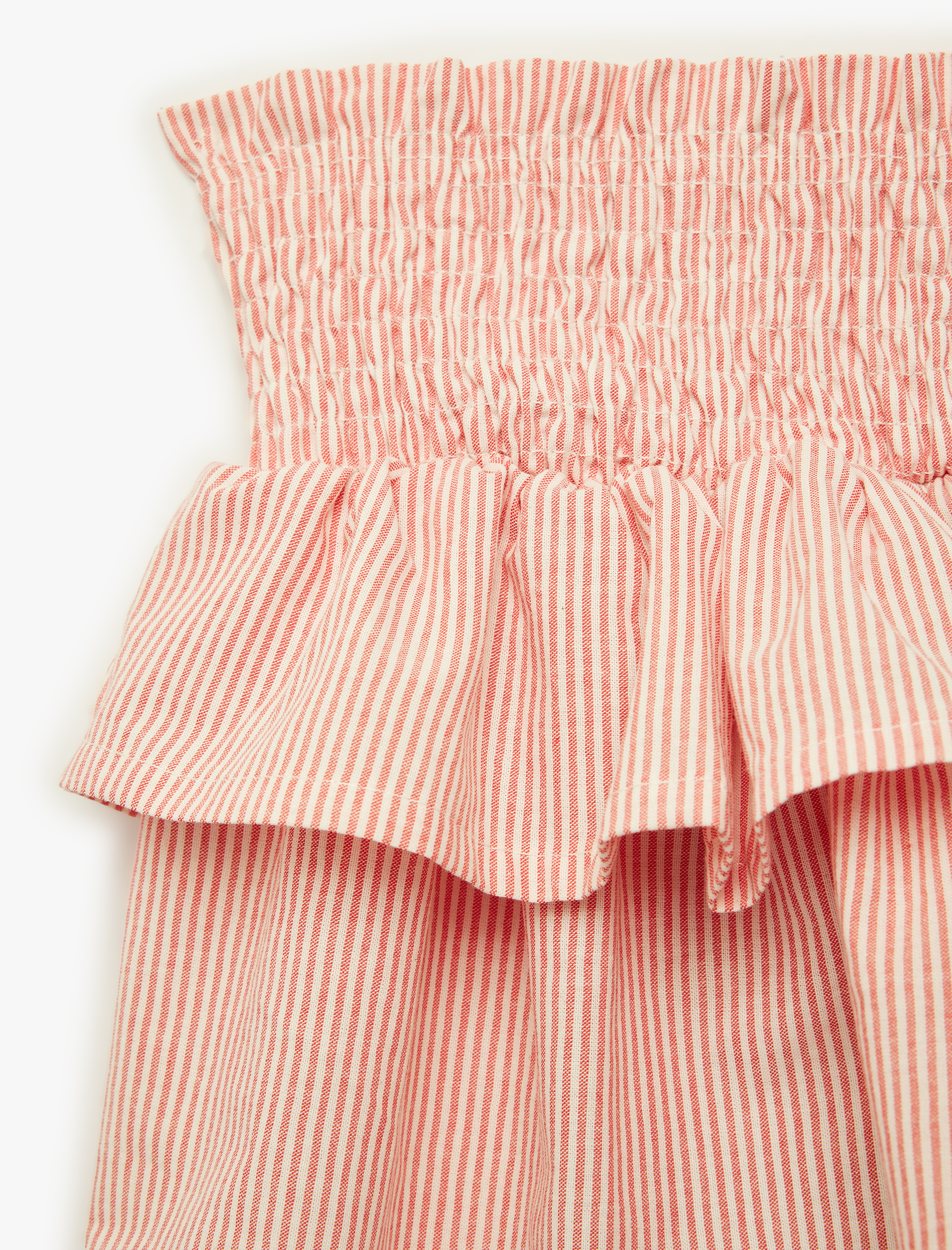  Kız Bebek Katlı Gipeli Yüksek Bel Pamuklu Çizgili Mini Etek