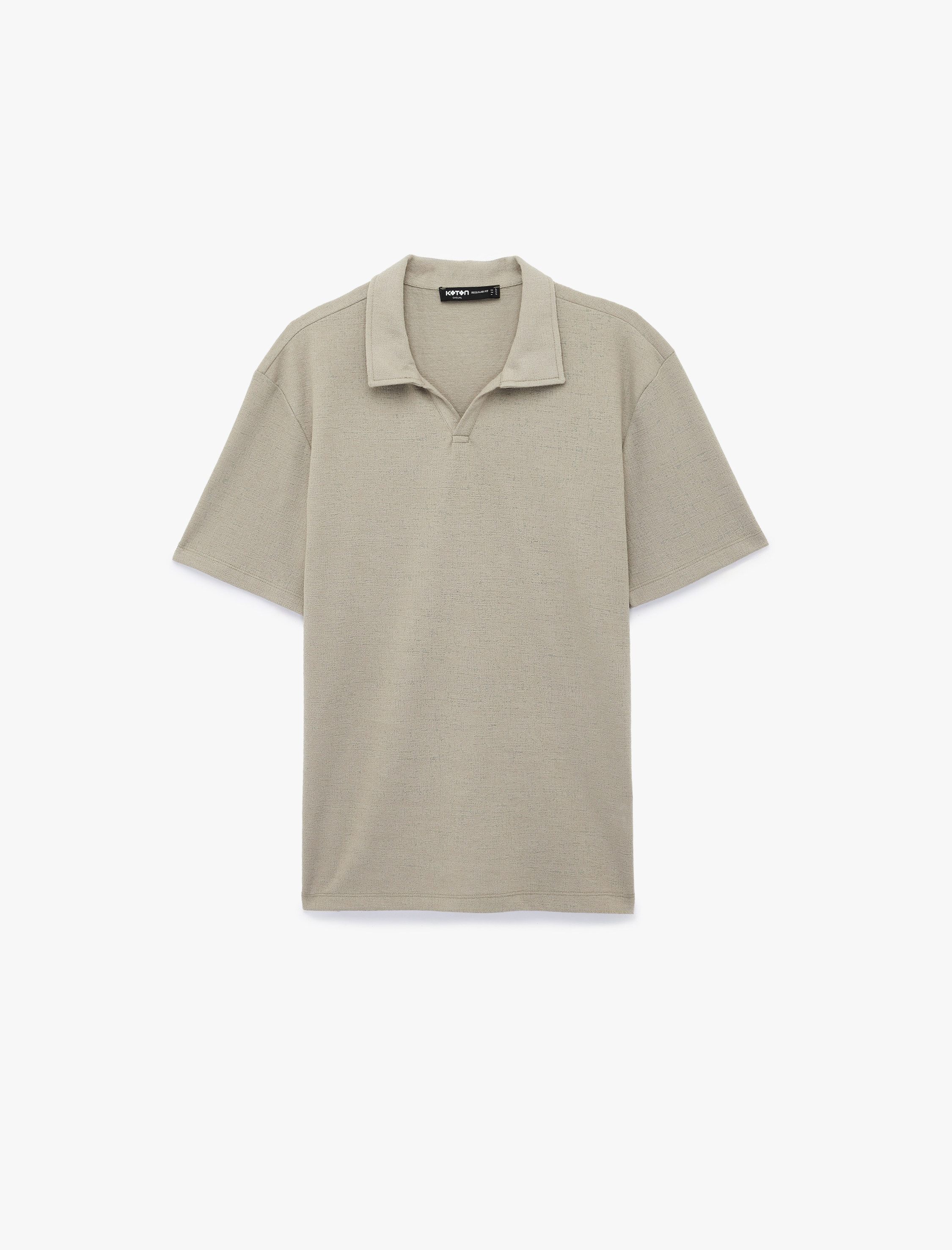   Regular Fit Kısa Kollu Dokulu Polo Yaka Tişört