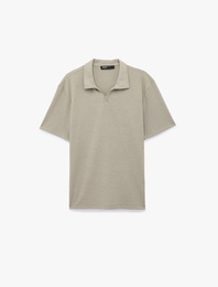 Regular Fit Kısa Kollu Dokulu Polo Yaka Tişört