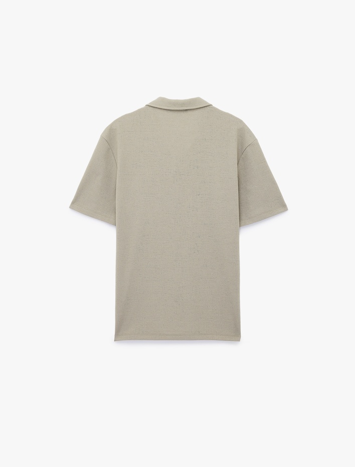  Regular Fit Kısa Kollu Dokulu Polo Yaka Tişört