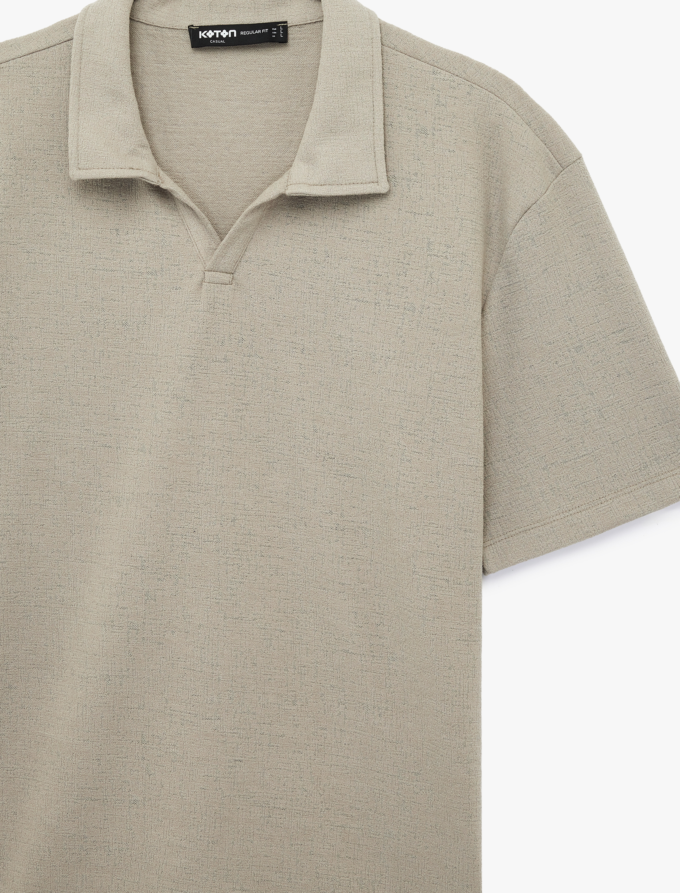   Regular Fit Kısa Kollu Dokulu Polo Yaka Tişört