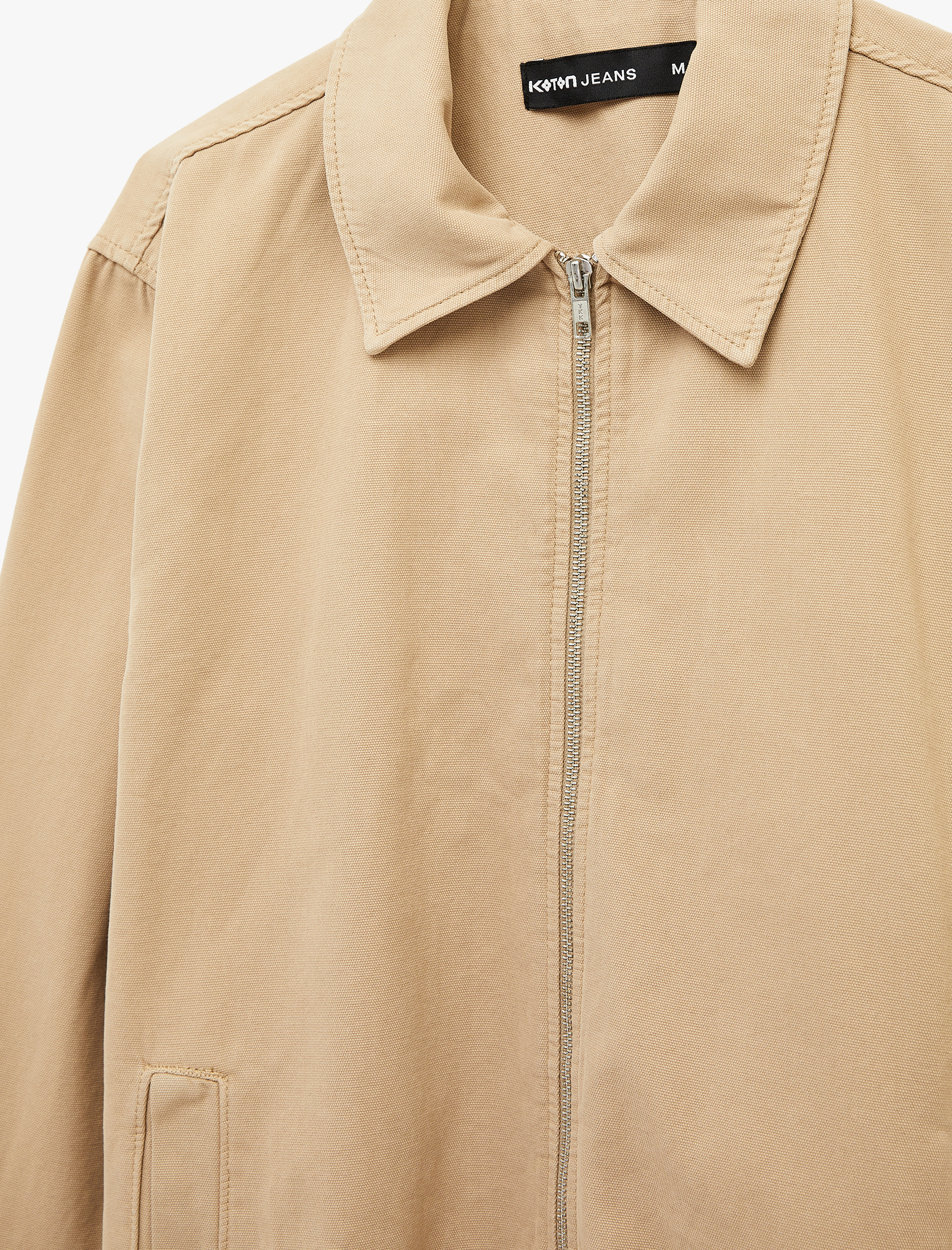   Gömlek Yaka Cepli Pamuklu Fermuarlı Jean Ceket