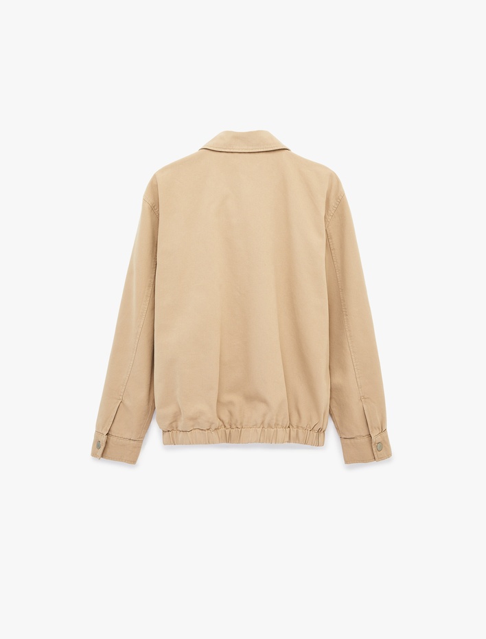  Gömlek Yaka Cepli Pamuklu Fermuarlı Jean Ceket