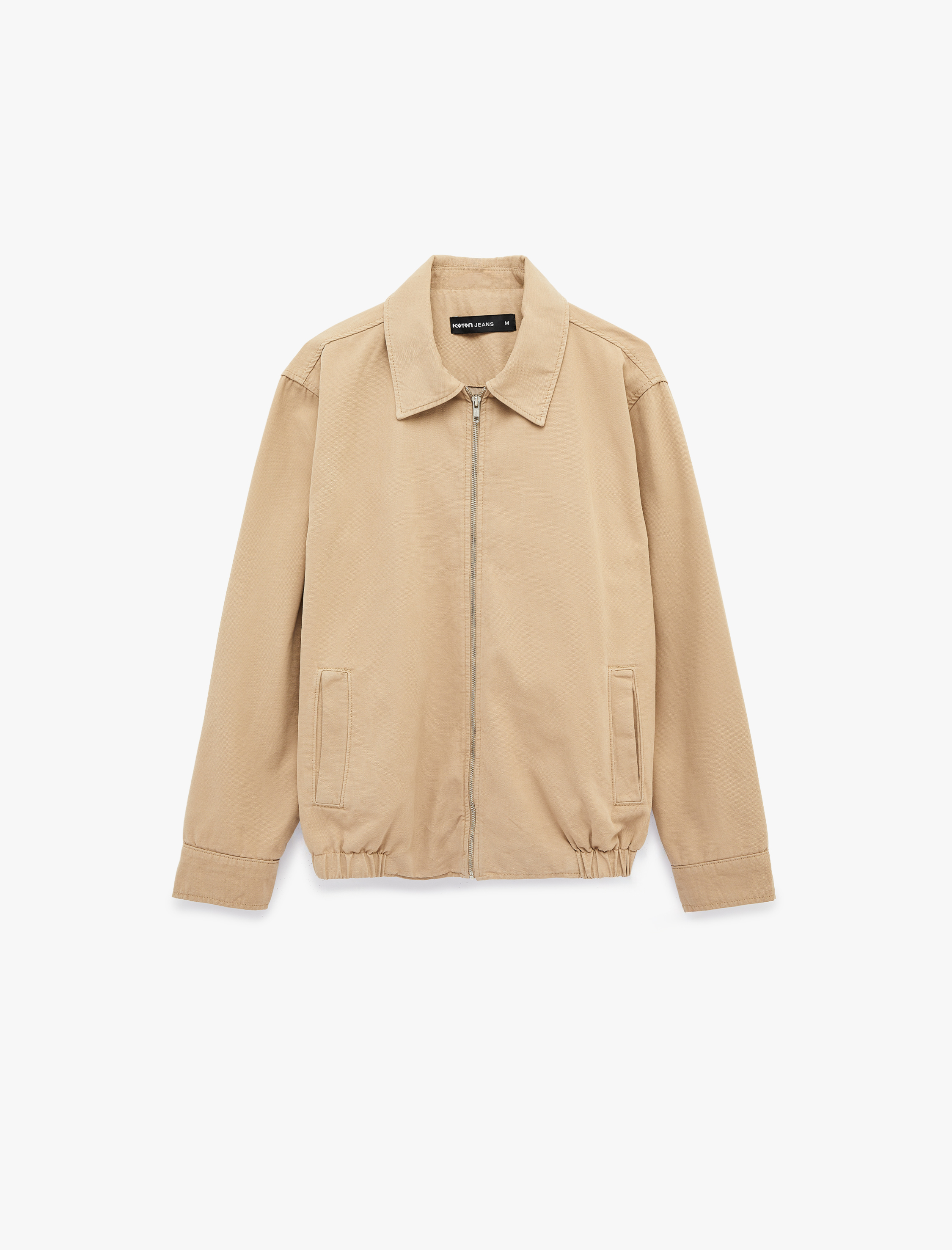   Gömlek Yaka Cepli Pamuklu Fermuarlı Jean Ceket