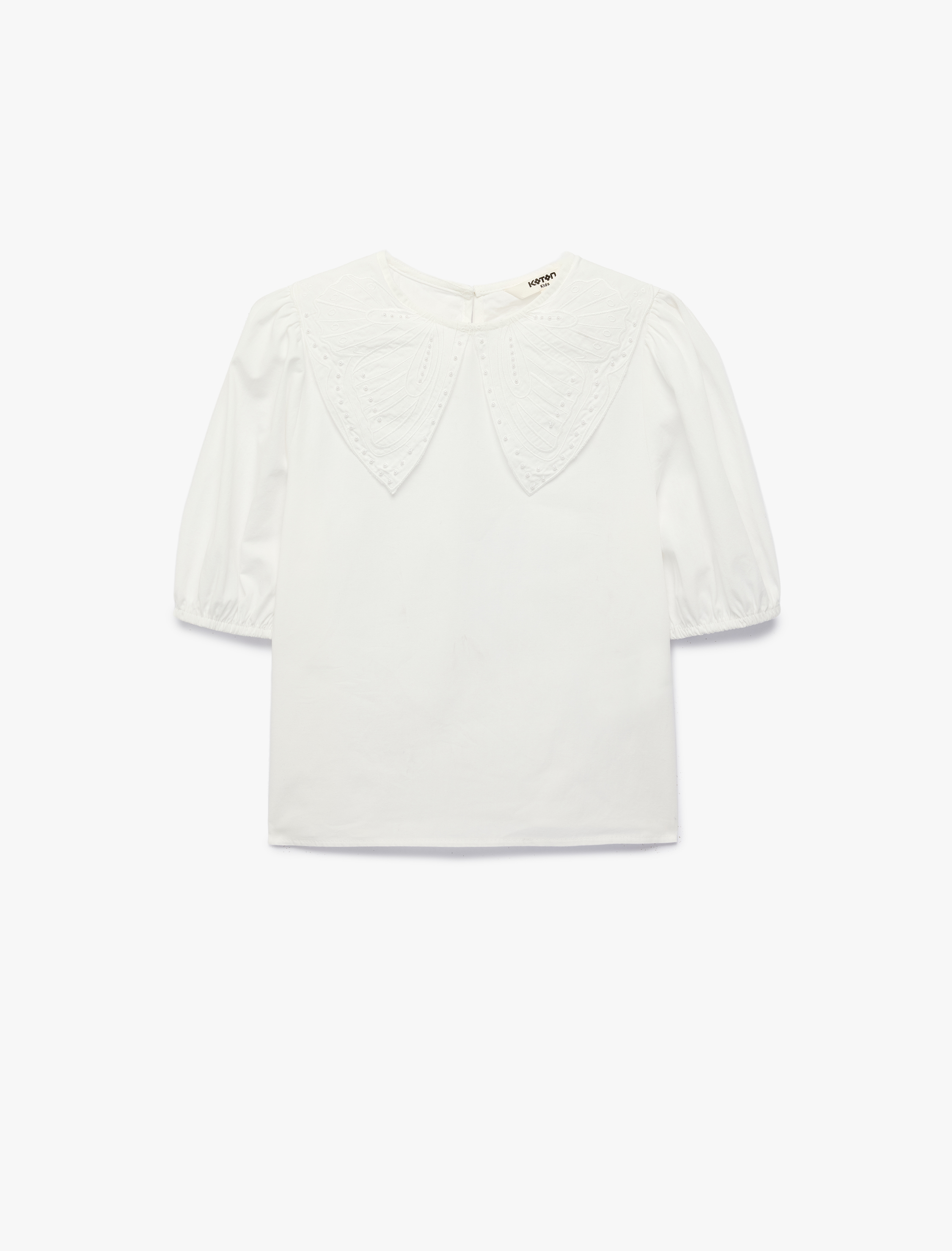  Kız Çocuk Kısa Kollu Bebe Yaka Pamuklu Bluz